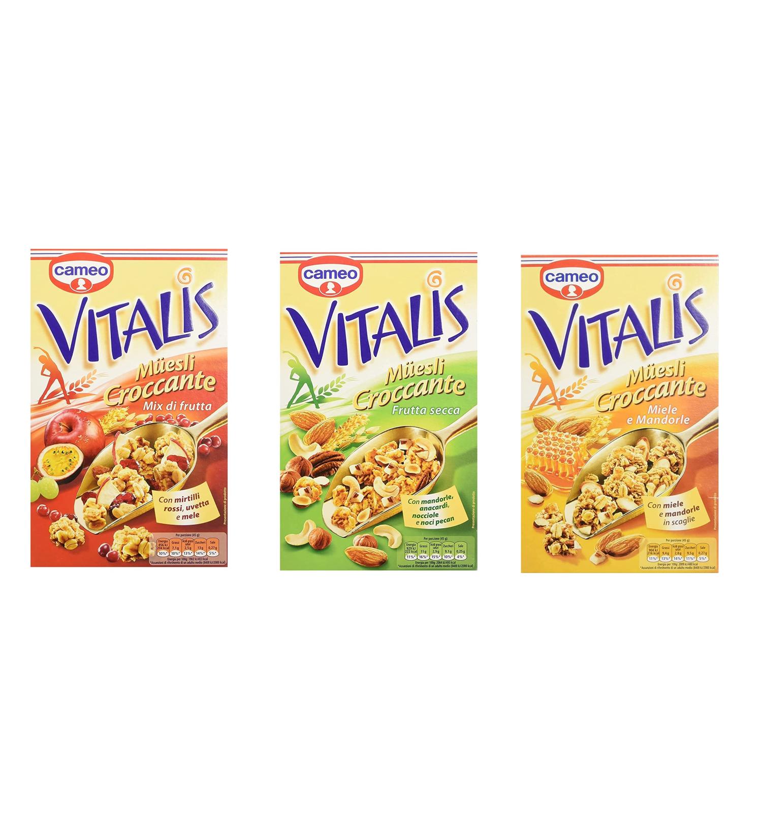 Cameo Vitalis Muesli Croccante Miele e Mandorle Frutta Secca Frutta Cereal Mix Test Kit 3 x 300 g - Buy Online on GoSupps.com