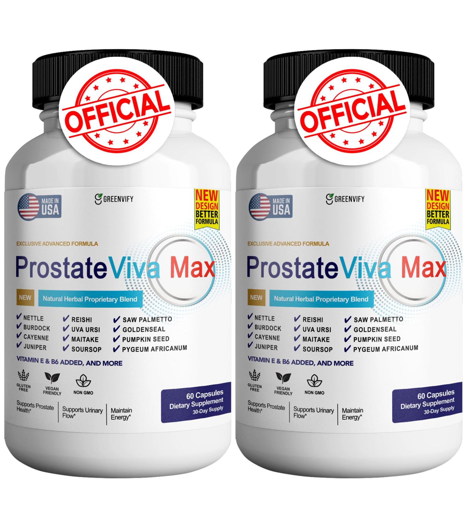 GREENVIFY ProstateViva Max Supplements for Men Capsules Health Supplements - Maximum Strength All Natural to Support Normal & Healthy Function (120 Capsules) - Buy Online on GoSupps.com