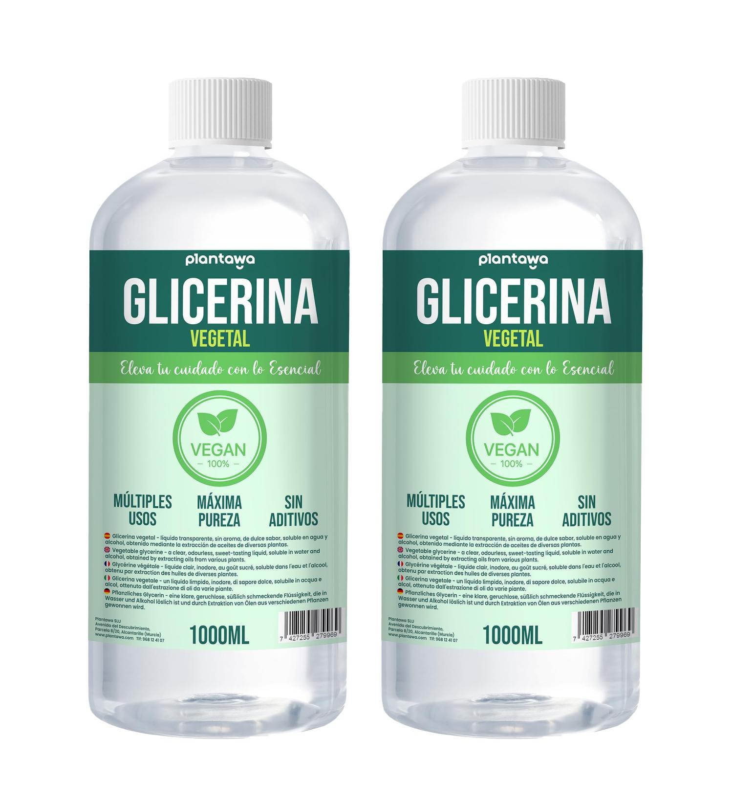 Liquid vegetable glycerin 2 x 1 l pharmaceutical grade high purity moisturizing and moisturizing natural hair and skin without fragrance ideal for soaps shampoos creams cosmetics for crafting vegan USP - Buy Online on GoSupps.com