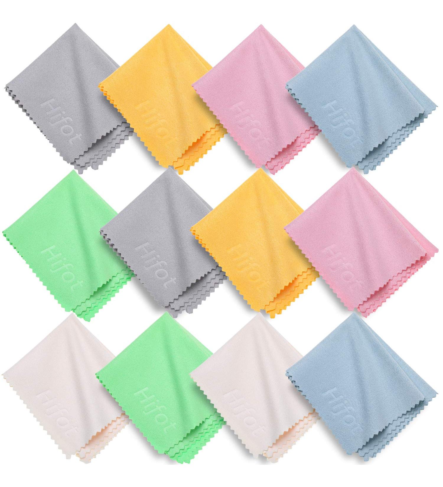 Hi-Fot Microfiber Glasses Cleaning Cloths - 12 Pack for Glasses Sunglasses Cameras & Tablets | Multicolor 5.7x6.9 & 14.5x17.5 cm - Buy Online on GoSupps.com