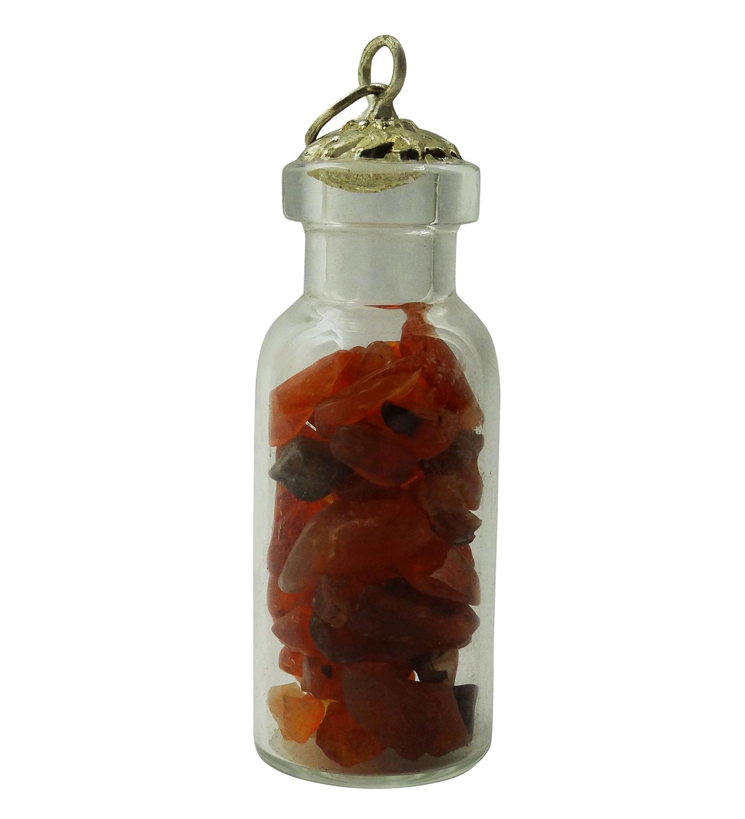 Harmonize Carnelian Chips In Glass Bottle Reiki Healing Gemstones Pendant Balancing Spiritual - Buy Online on GoSupps.com