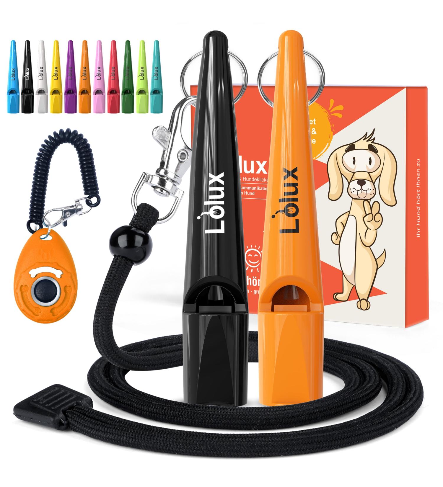 LIOLUX Dog Whistles with Clicker & Lanyard - Professional Training Pipe for Dogs | Loud & Clear R tter Refraction (Orange/Black) - Shop Now! - Buy Online on GoSupps.com