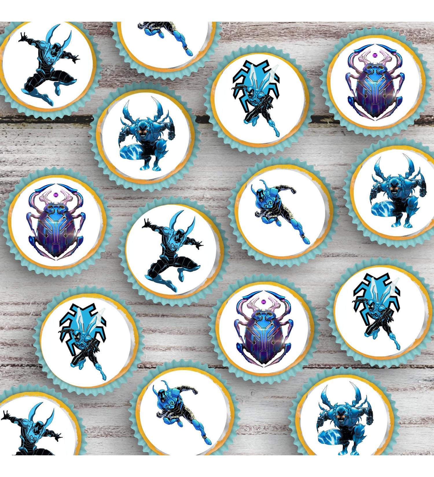 20 x Blue Beetle Super Hero Movie Pre-Cut Edible Wafer Paper Cupcake Topper Cake Decoration Birthday Cakes - Buy Online on GoSupps.com