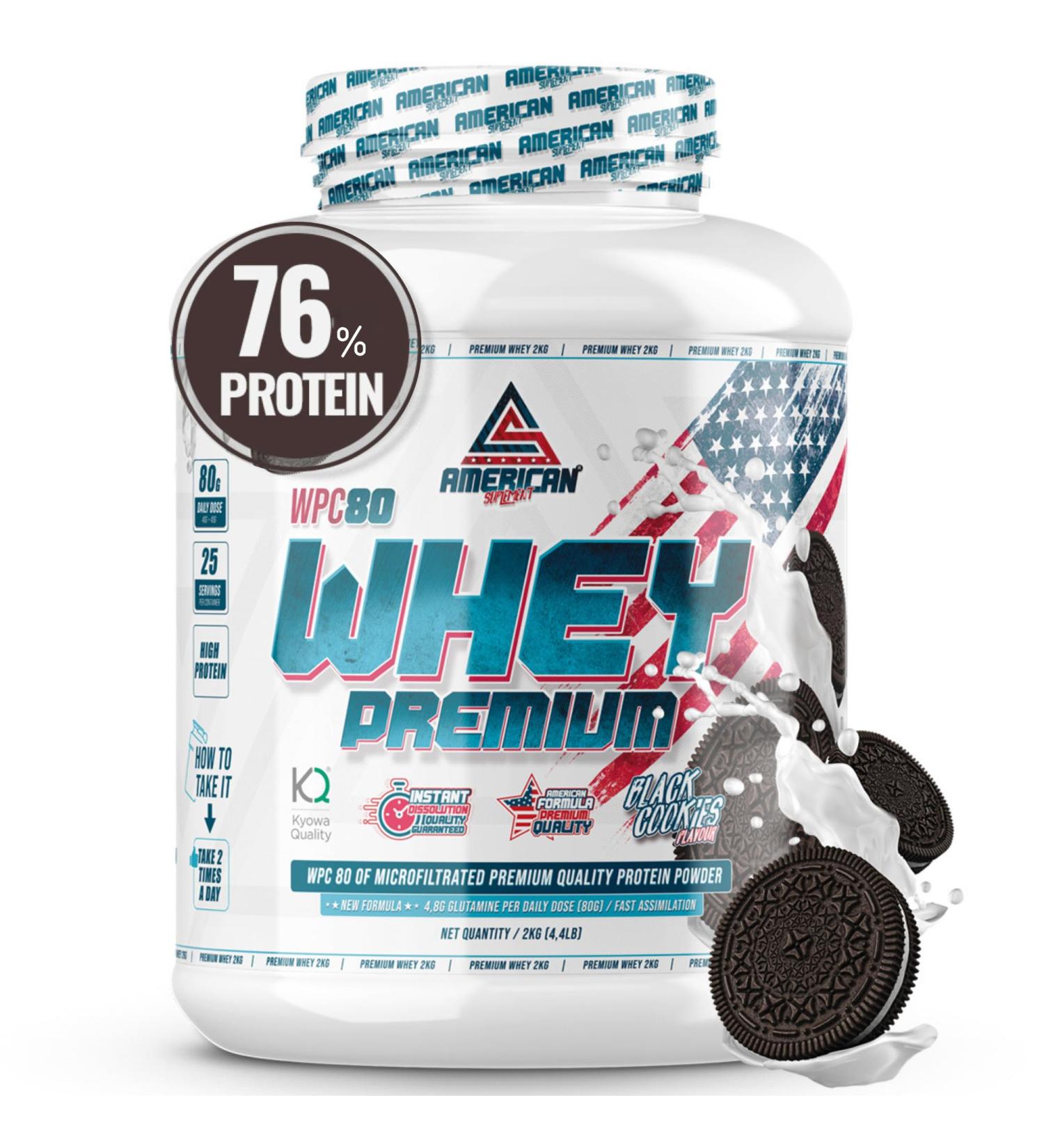 AS American Supplement | Premium Whey Protein | Protein Drink | Muscle Gain | Pure Protein WPC80 | L-Glutamine | Kyowa Quality (900 g Oreo/Black Biscuits) - Buy Online on GoSupps.com
