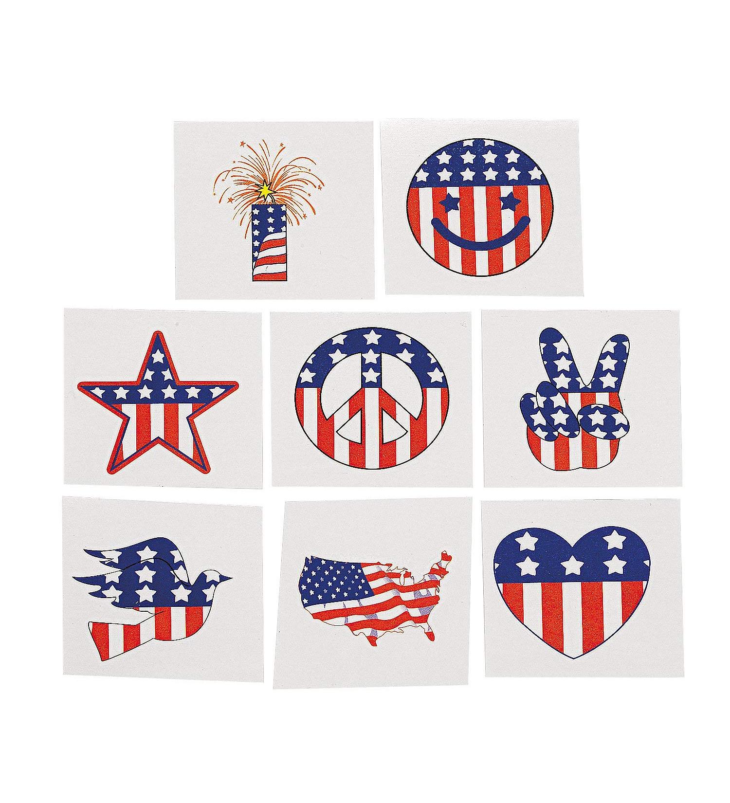 Patriotic Tattoos (6dz) for Fourth of July - 72 Pieces