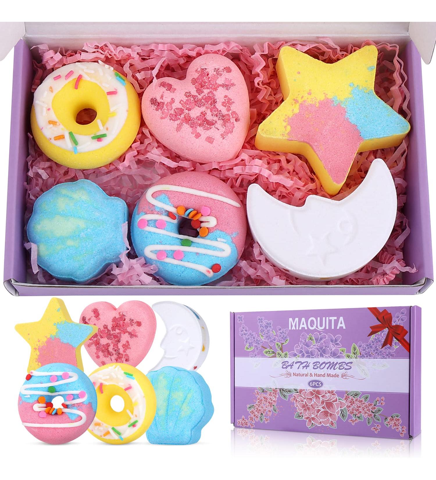 MAQUITA 6Pcs Handmade Shower Bath Bombs - Luxury Spa Kit for Girls, Beauty Gift Set for Christmas, Valentine's, Birthday, Mother's Day & Anniversary - Buy Online on GoSupps.com