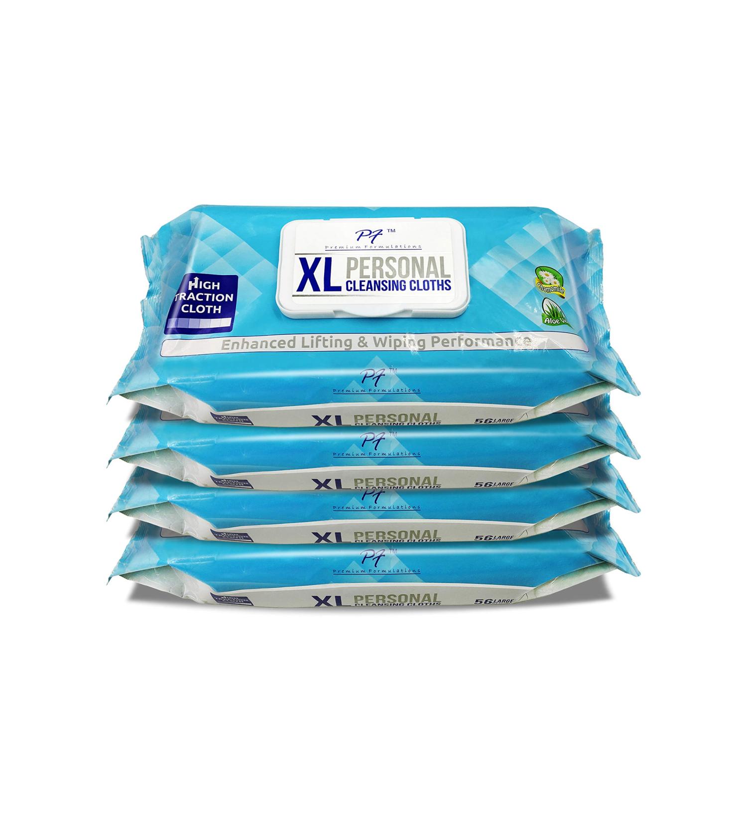 Premium Formulations HIGH TRACTION XL UBER THICK Adult WIpes Wash Cloths, LARGE, & STRONG (4 packs x 56 wipes  224 wipes ) 56 Count (Pack of 4)