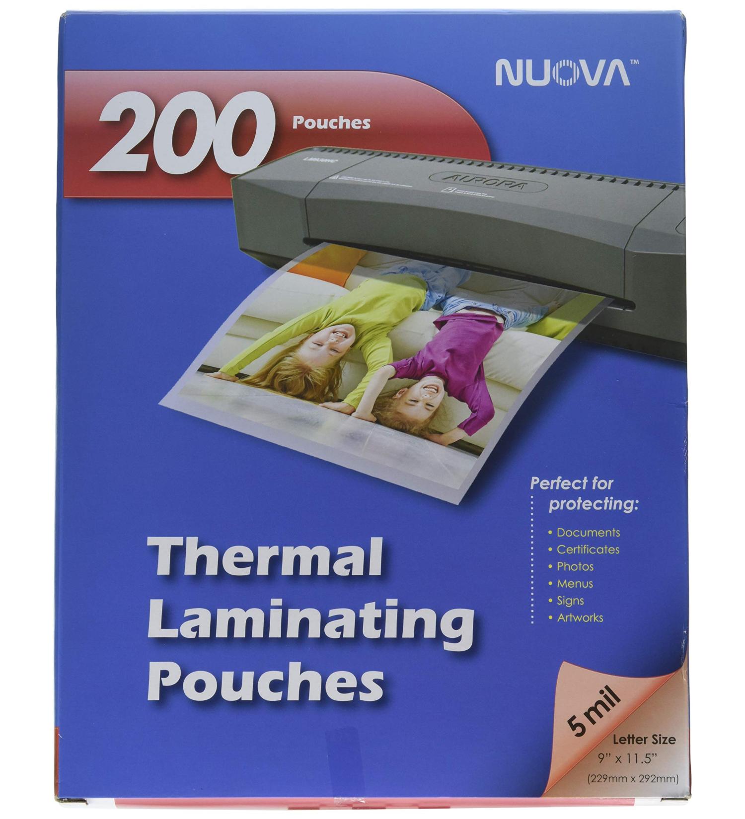 Nuova 200-Pack  5 Mil Thermal Laminating Pouches 9 x 11.5 Inches  Letter Size (LP205H) 5-mil 200 Sheets - Buy Online on GoSupps.com
