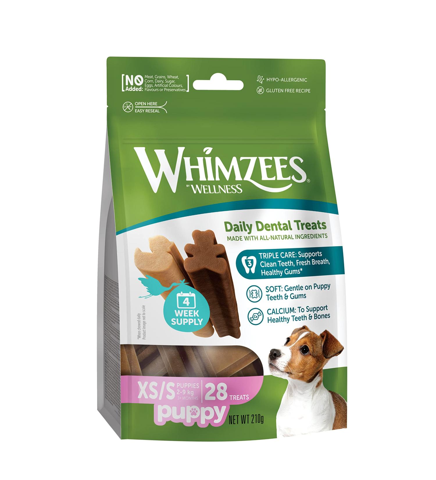 WHIMZEES Puppy Stix Natural and Grain Free Dog Chews Puppy Dental Sticks 28 Pieces Size XS/S 28 g (Pack of 1) Extra Small to Small Breed (2-9kg) - Buy Online on GoSupps.com