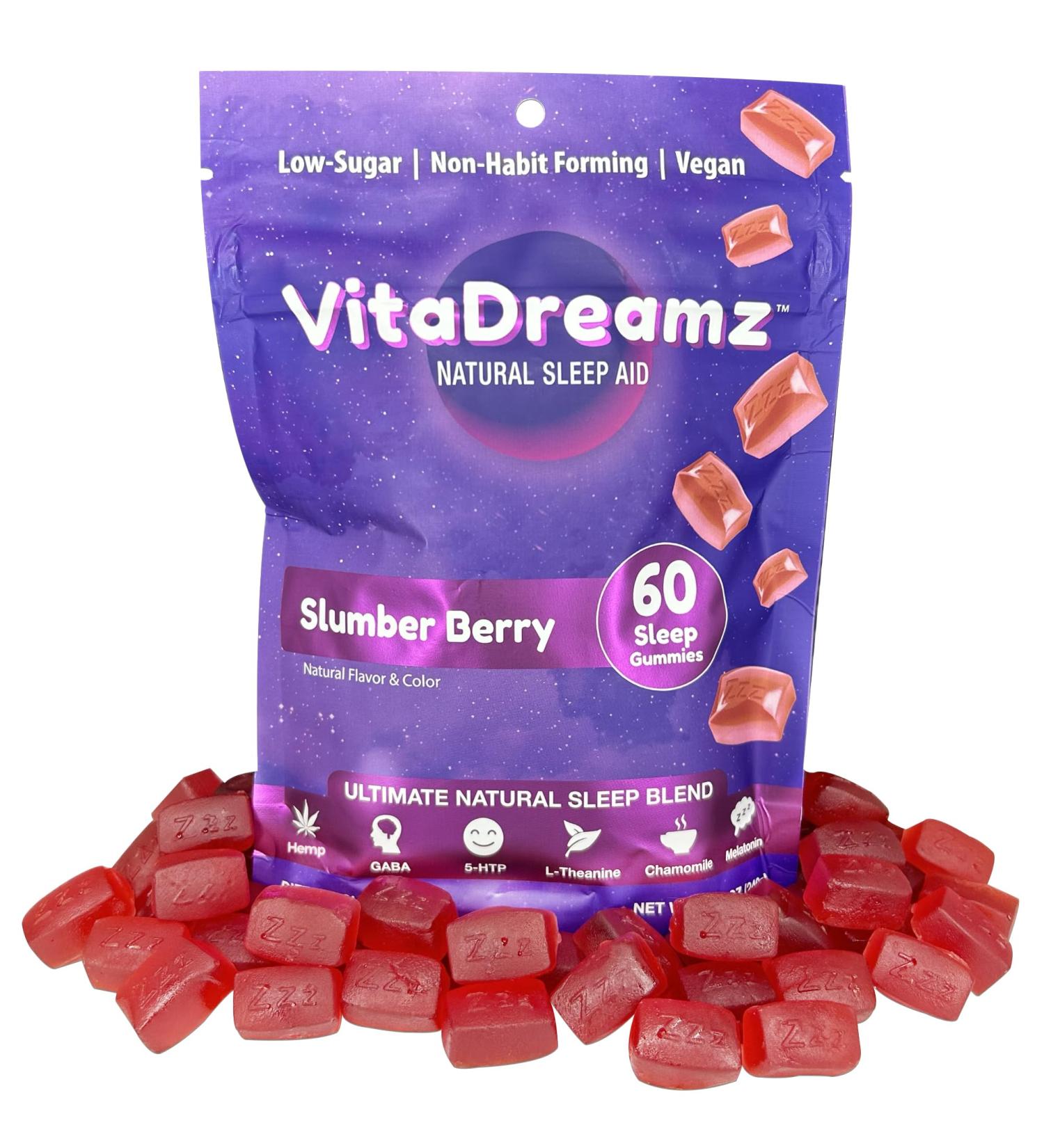 Melatonin Gummies for Sleep - Natural Sleep Aid Supplement with L-Theanine & GABA - SleepEZ Pillowz 60 Count 60 Count (Pack of 1) - Buy Online on GoSupps.com