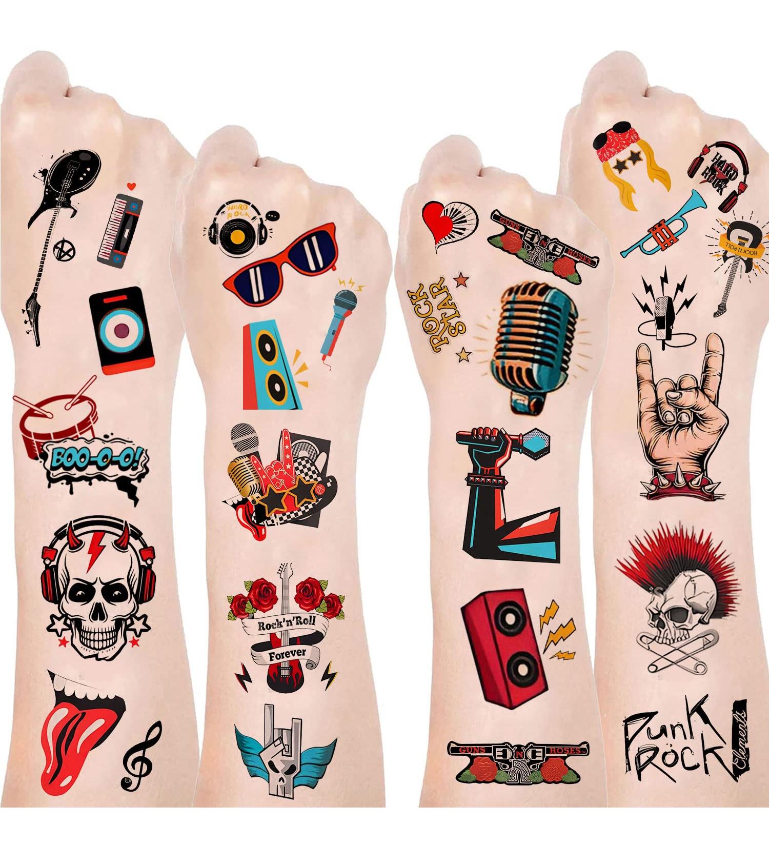 20 Sheets Rock and Roll Temporary Tattoos Rock Star Party Favors Party Decorations Supplies Gifts Born to Rock 50s/80s Rock Theme Party Temporary Tattoos - Buy Online on GoSupps.com