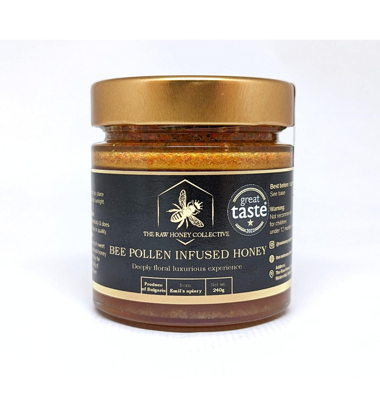 Award Winning Bee Pollen Infused Honey 240g (1 Star Great Taste Award 2022) - Buy Online on GoSupps.com