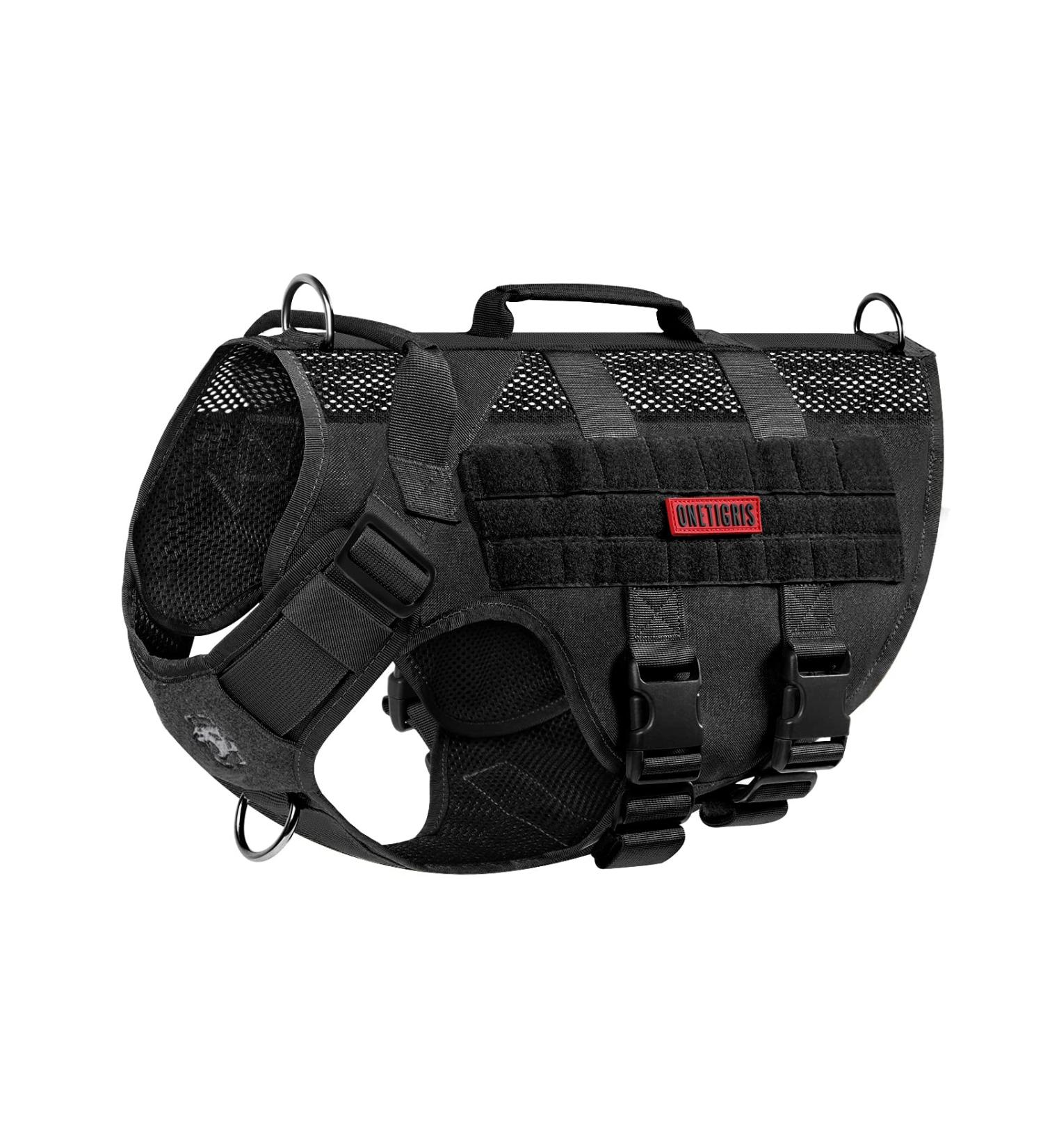 Oneigris No-Pull Dog Harness - Ultra Breathable Adjustable Safety Vest for Large/Medium Dogs - 2 Handles - Black (L: Neck 45-63cm Chest 68-91cm) - Buy Online on GoSupps.com
