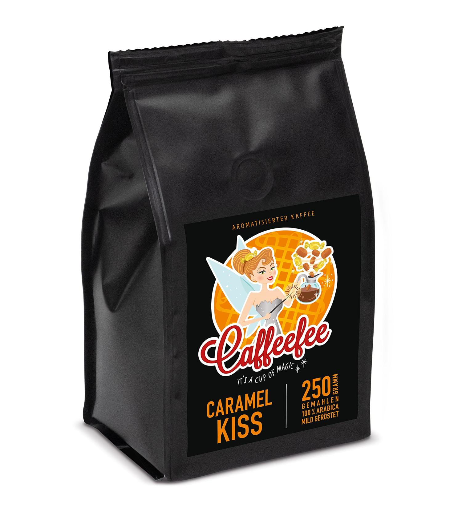 Caffeefee Caramel Kiss - 100% Arabica Ground Coffee | Mildly Roasted Flavored Coffee 250g - International Shipping - Buy Online on GoSupps.com