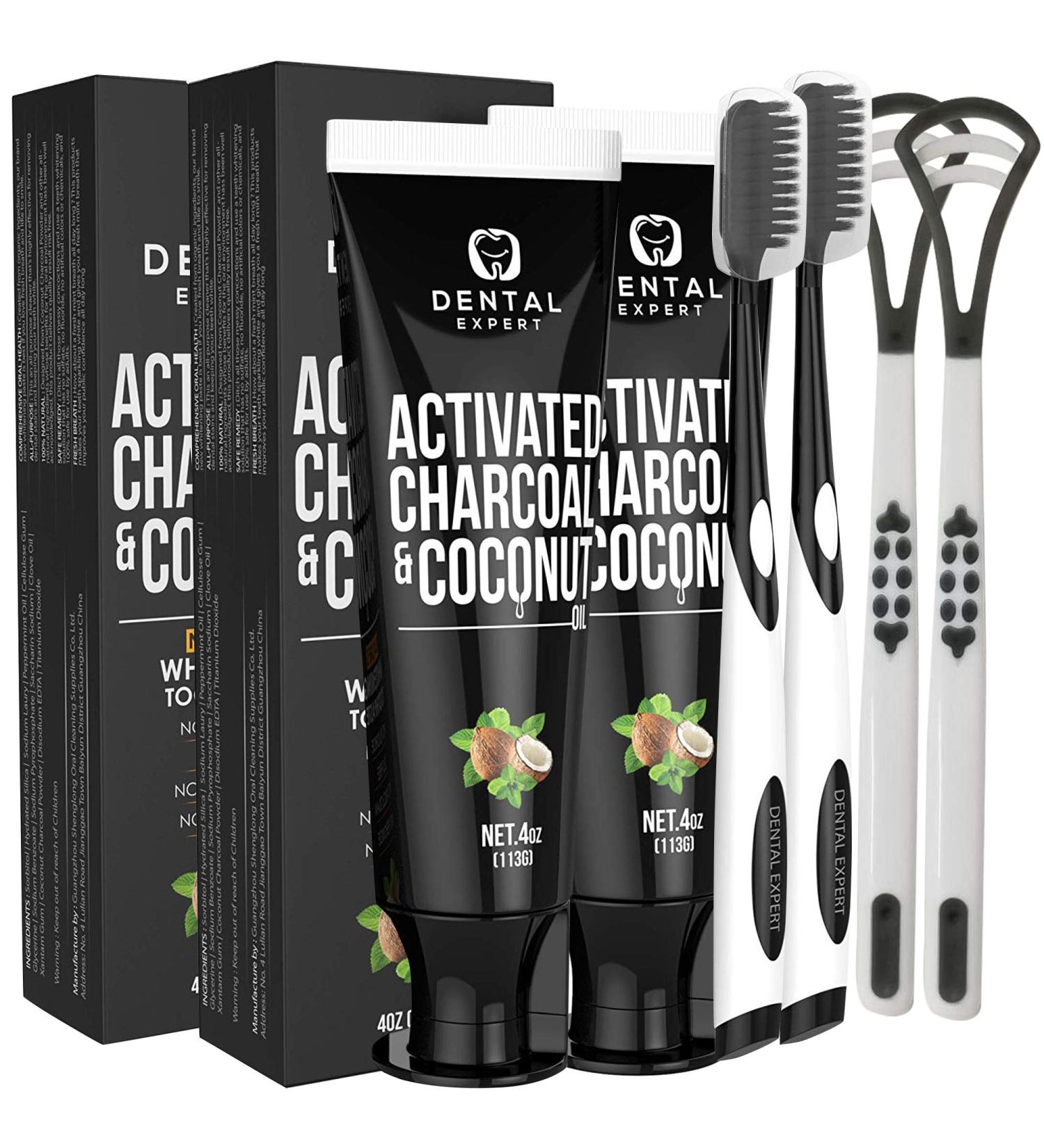 2 Pack Dental Expert Activated Charcoal Teeth Whitening Toothpaste - Natural Whitening Formula - Buy Online on GoSupps.com