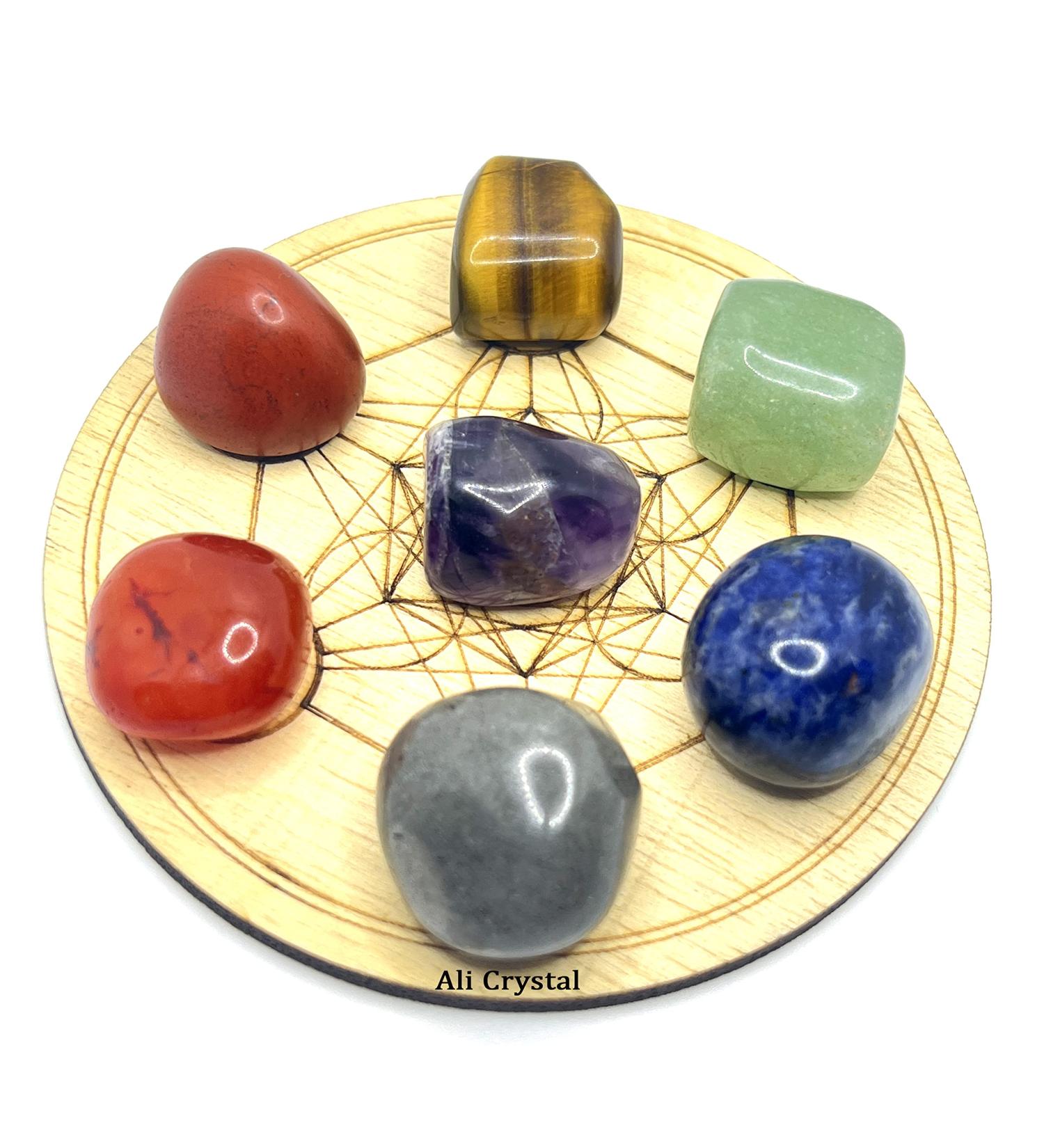 7 PCs Natural Chakra Gemstones Kit - Amethyst Sodalite Tiger Eye & More | Aashita Creations Healing Crystals for Energy & Balance - Buy Online on GoSupps.com