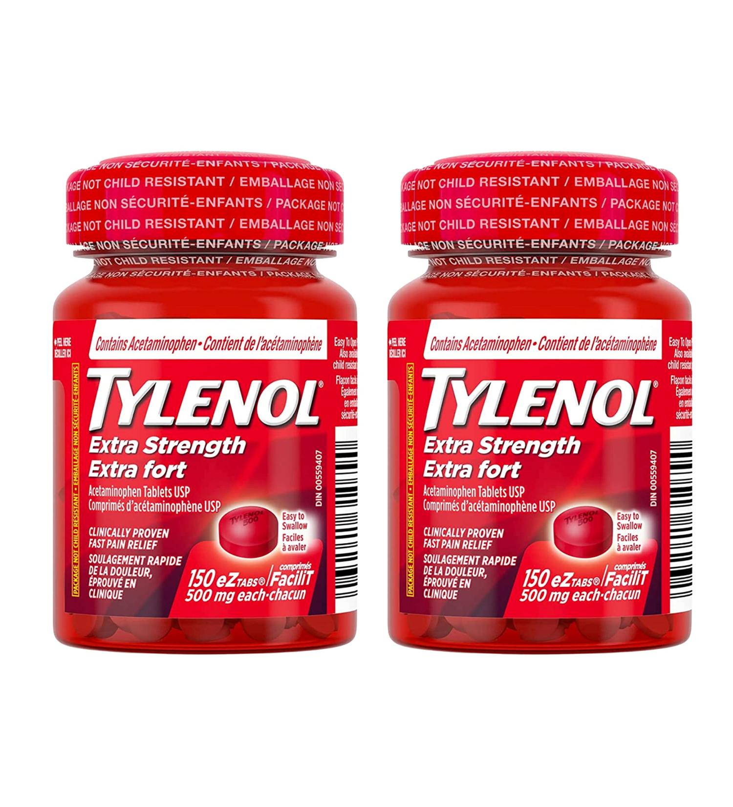 Tylenol Extra Strength 500 mg eZ Tab Pack of 2 (300tab Total)
