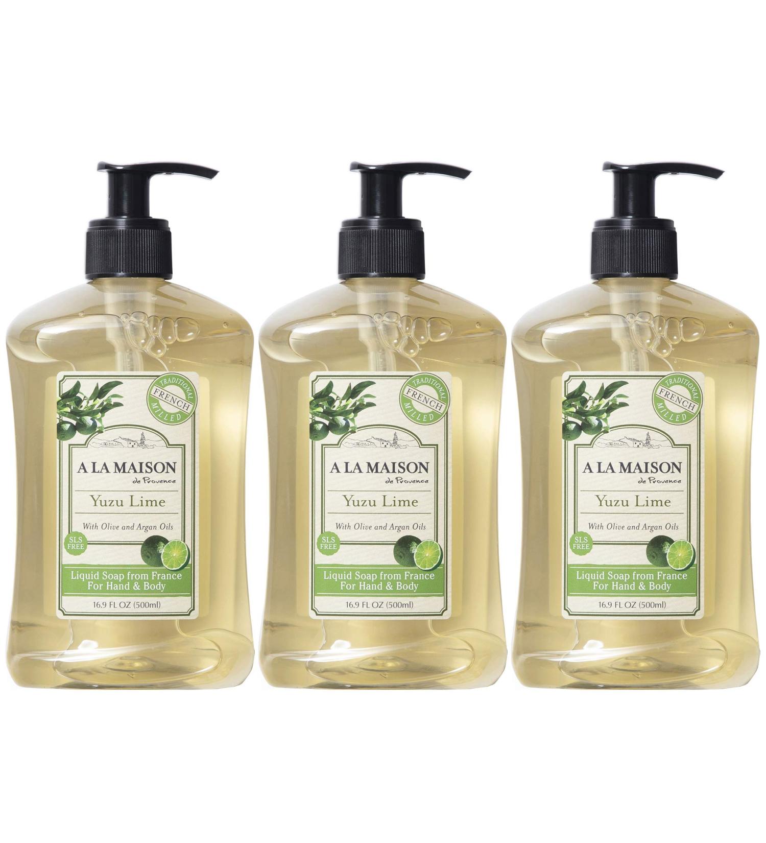 A LA MAISON Yuzu Lime Liquid Hand Soap - Triple French Milled Natural Moisturizing Soap (3 Pack 16.9 oz) - Yuzu Lime Scented Hand Wash (Pack of 3) - Buy Online on GoSupps.com