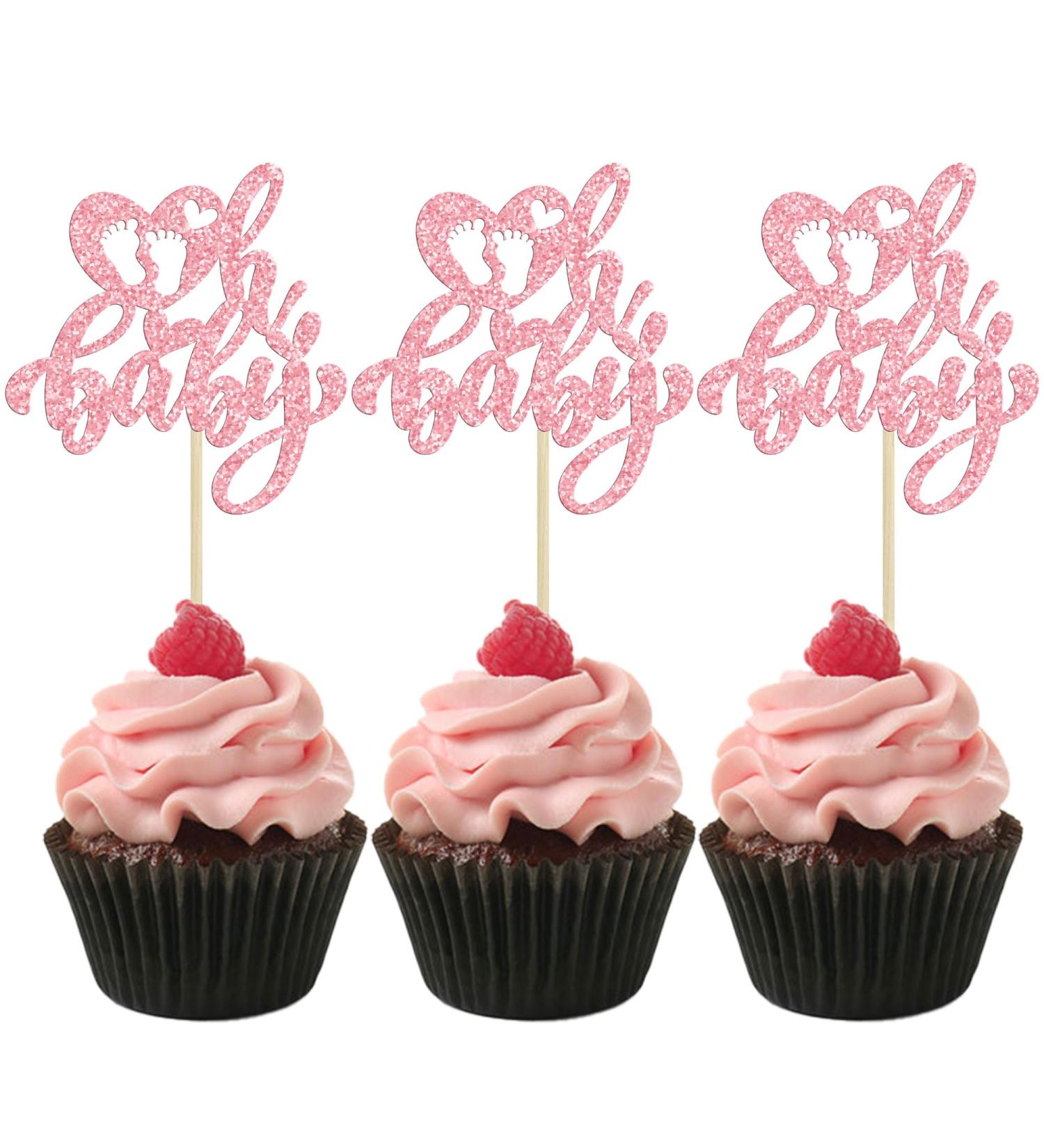 Ephlyn 24Pcs Happy Valentine's Day Cupcake Toppers Glitter Heart Baby Feet Oh Baby Cupcake Picks for Love Valentine's Day Theme Baby Shower Birthday Party Cake Decorations Supplies Pink Pink 4 - Buy Online on GoSupps.com