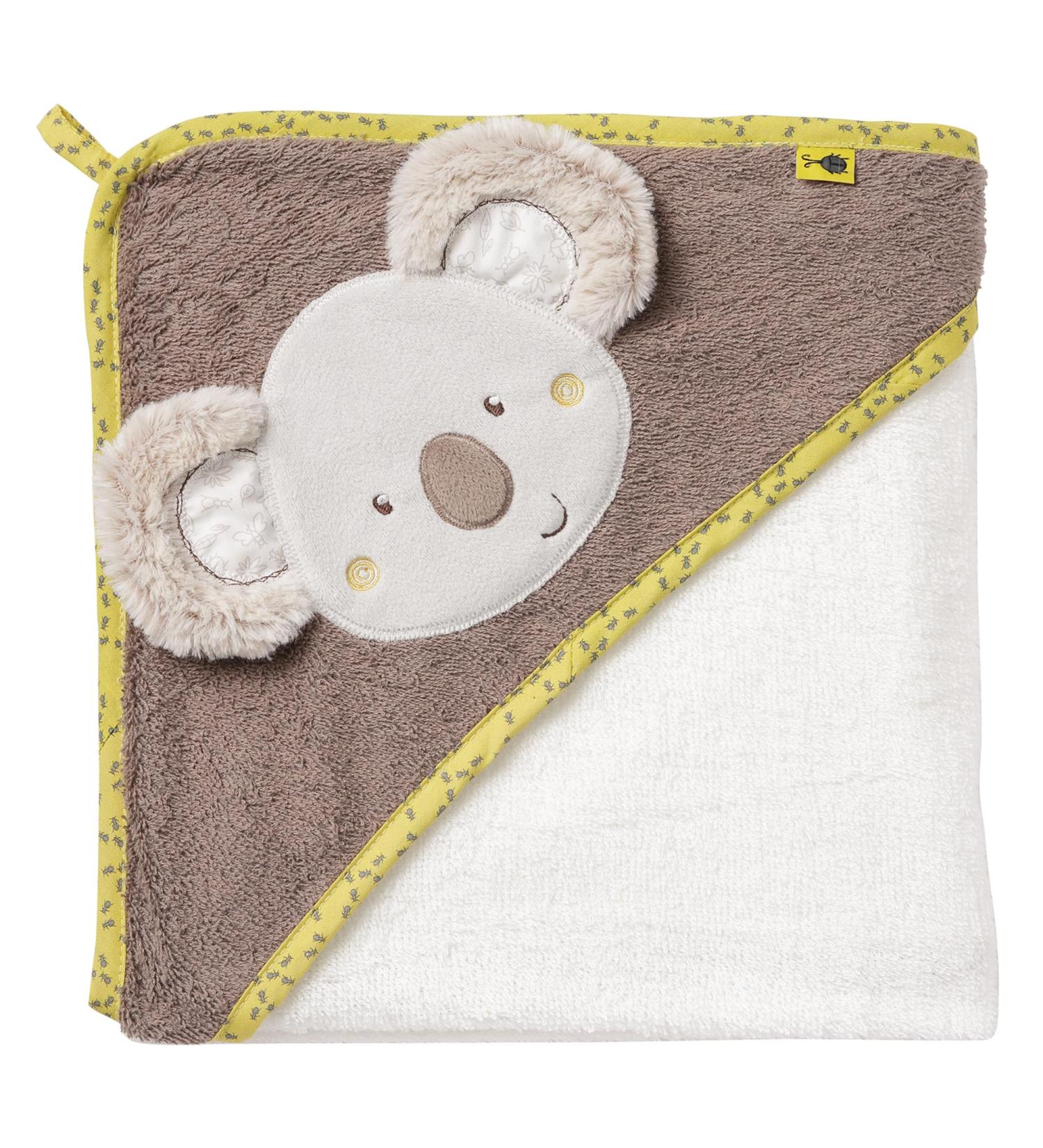Fehn Baby Bathing Towel Australia - Hooded Cotton Poncho for Toddlers with Sweet Koala - 80x80 cm - Buy Online on GoSupps.com