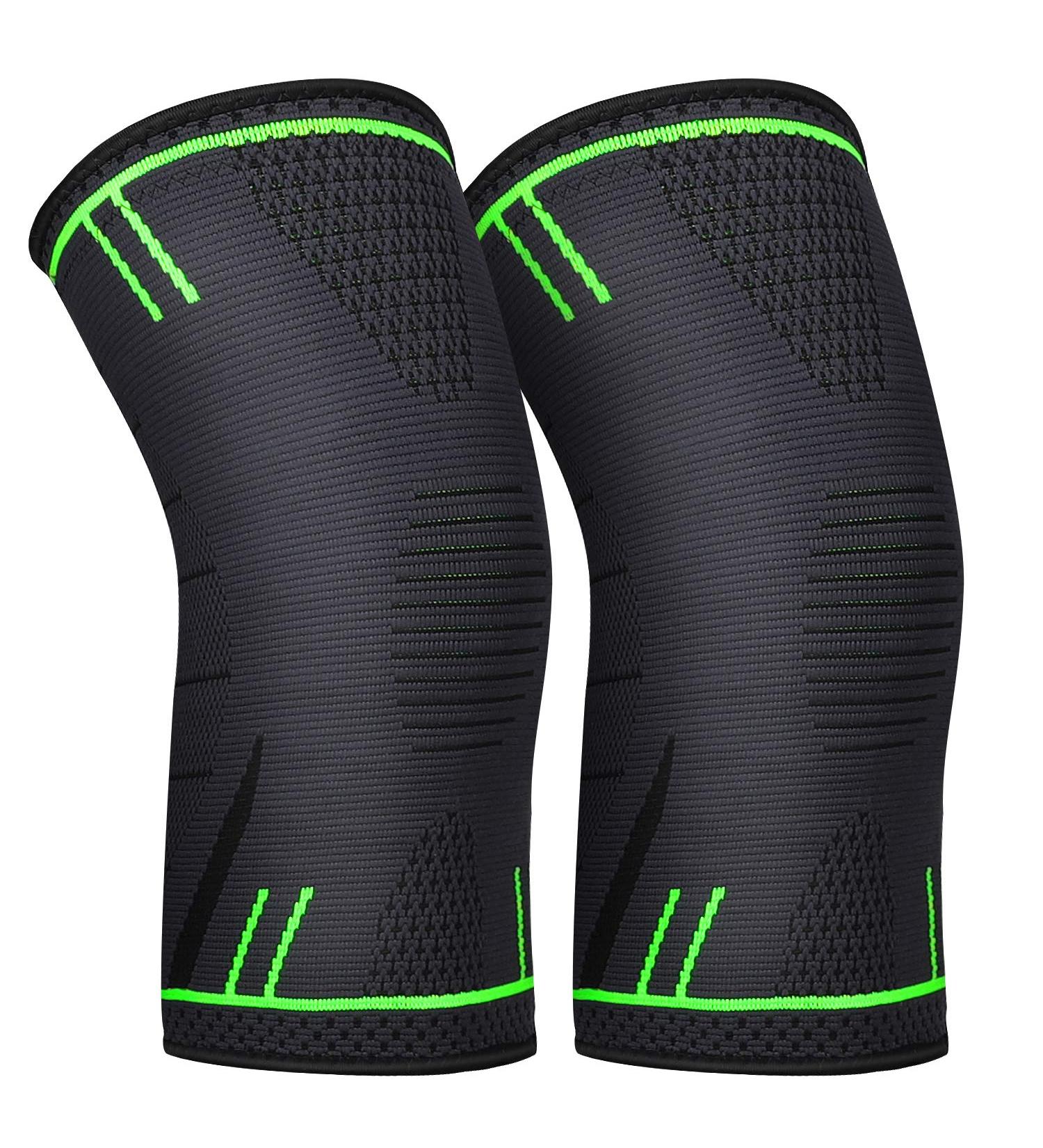 HHOOMY Kniebandage Compression Knee Sleeve - Elastic Sports Knee Protector for Running Walking Cycling & Basketball - Pain Relief Orthosis (L 42-47cm) - Buy Online on GoSupps.com
