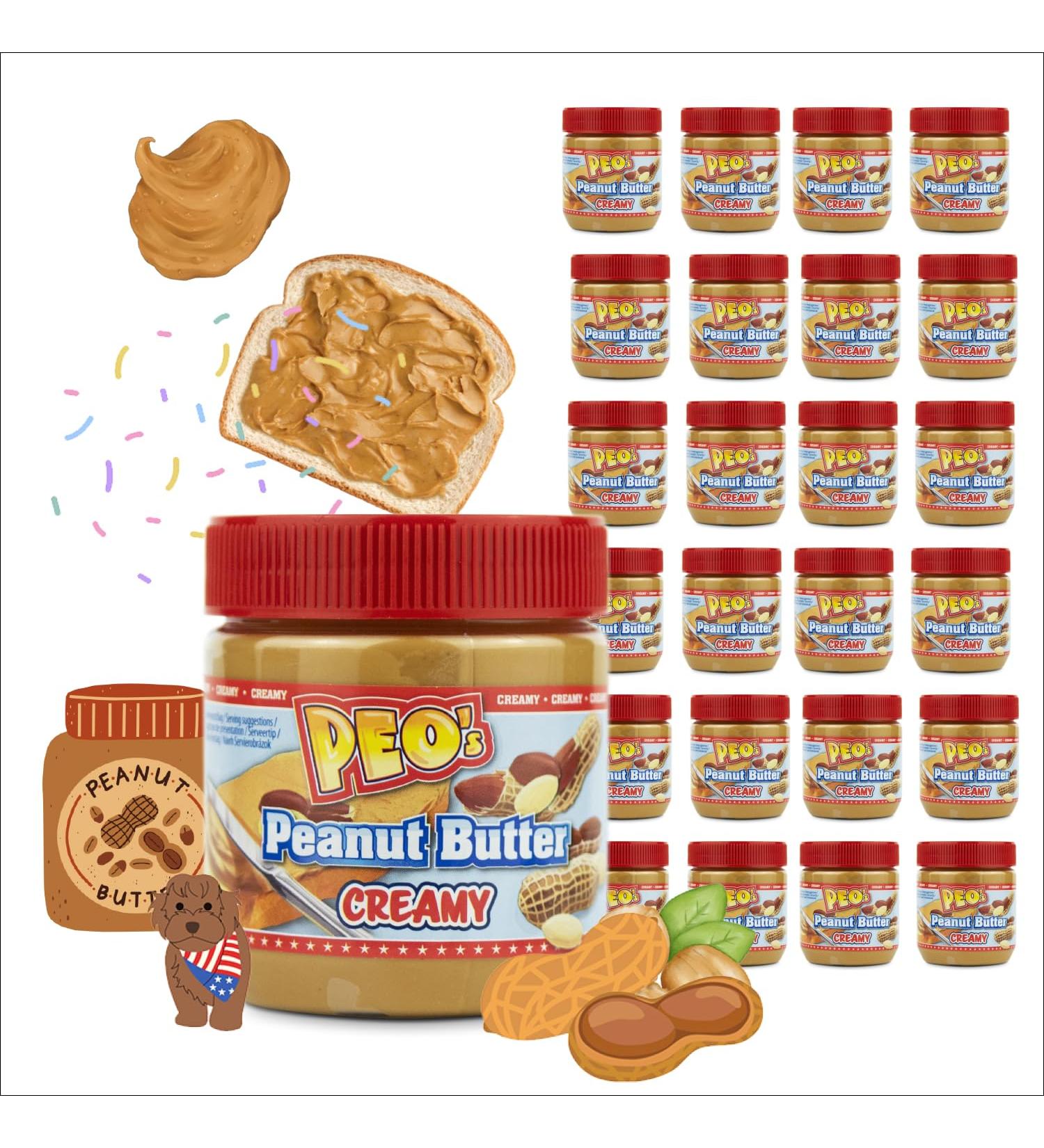 PEO's 24 x 340g Creamy Peanut Butter | Natural Peanut Butter from Roasted Peanut Kernels | Delicious Peanut Compote with Full and Creamy Taste | Pack of 24 - Buy Online on GoSupps.com