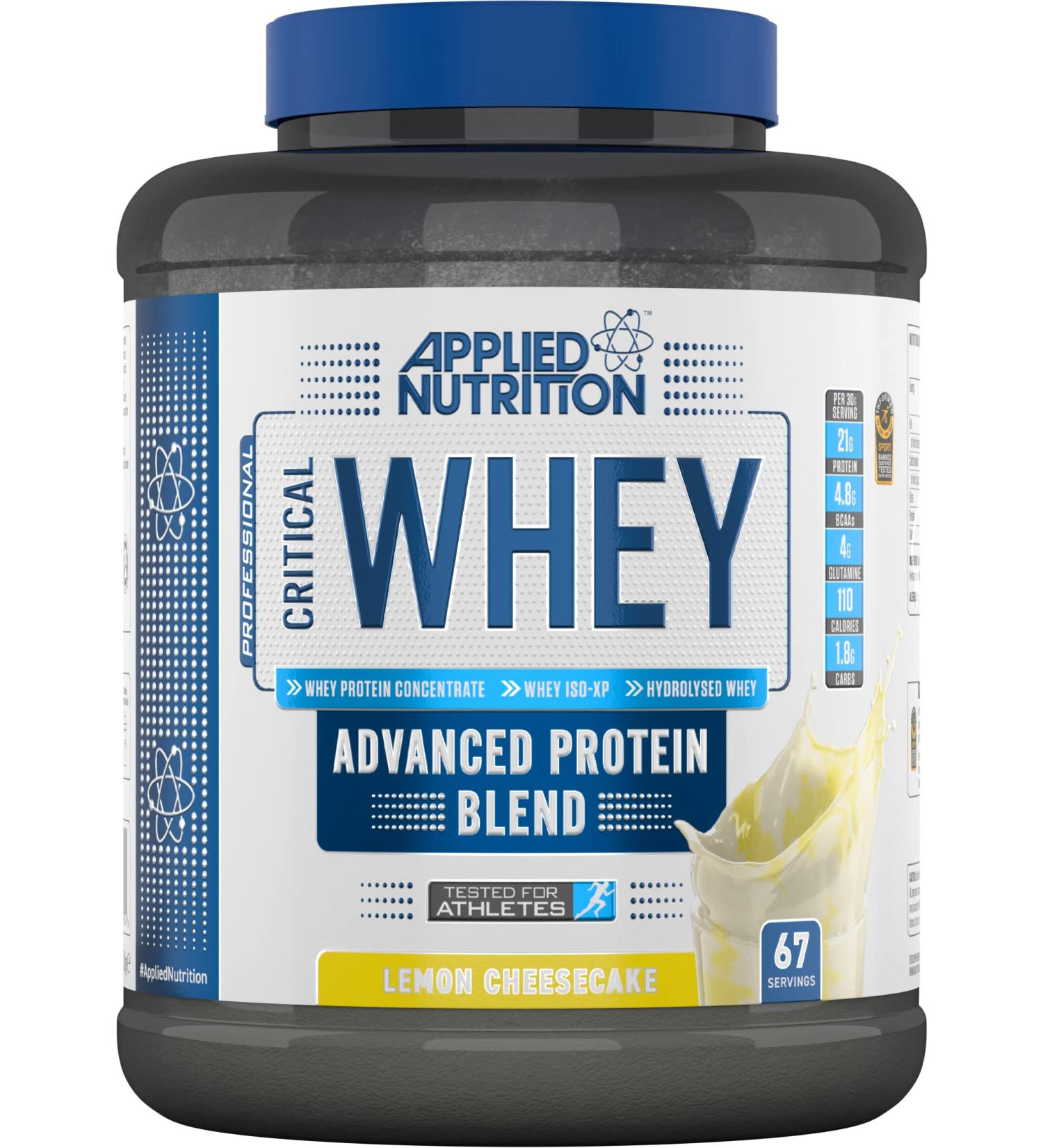Applied Nutrition Critical Whey Protein Powder 2kg - High Protein Muscle Building Supplement with BCAAs & Glutamine (Lemon Cheesecake) | 67 Servings - Buy Online on GoSupps.com