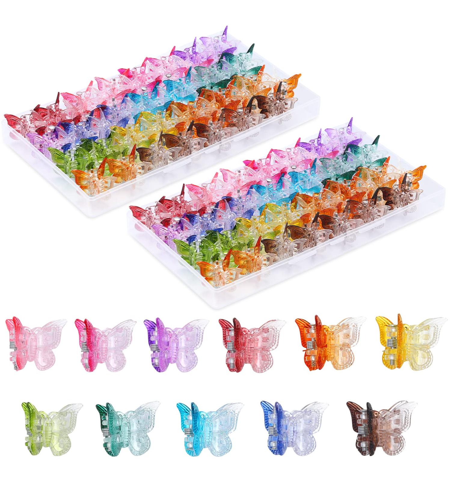 PROUSKY 100 Pieces Butterfly Hair Clips Mini Hair Clips Butterfly Hair Clips with Box Colorful Cute Hair Clip for Girls Teens Women Hair Accessories - Buy Online on GoSupps.com