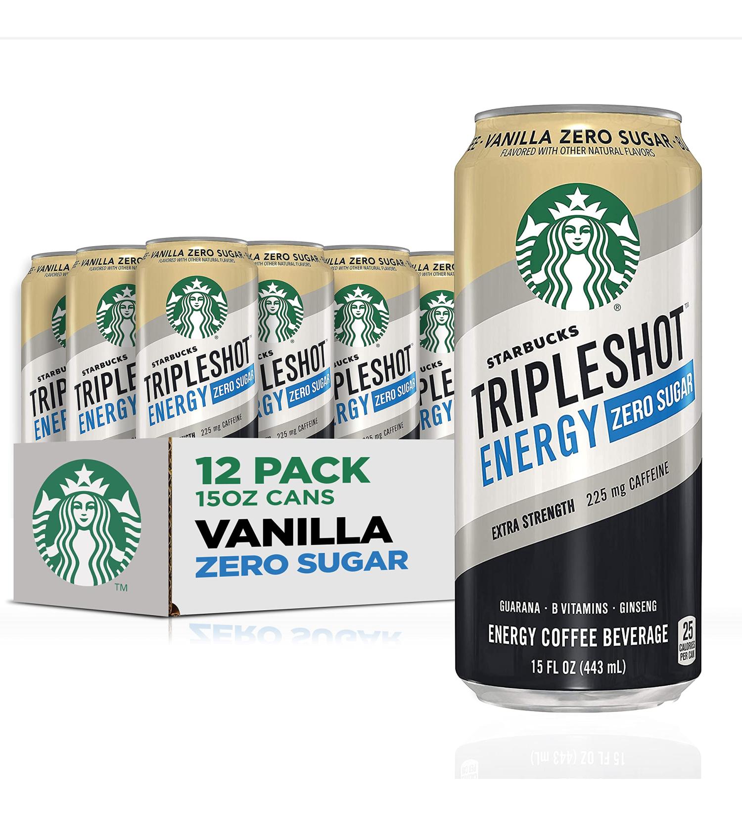 Starbucks Tripleshot Energy Extra Strength Espresso Vanilla Coffee Beverage, 225mg Caffeine, 15oz Cans (12 Pack) - Zero Sugar - Buy Online on GoSupps.com