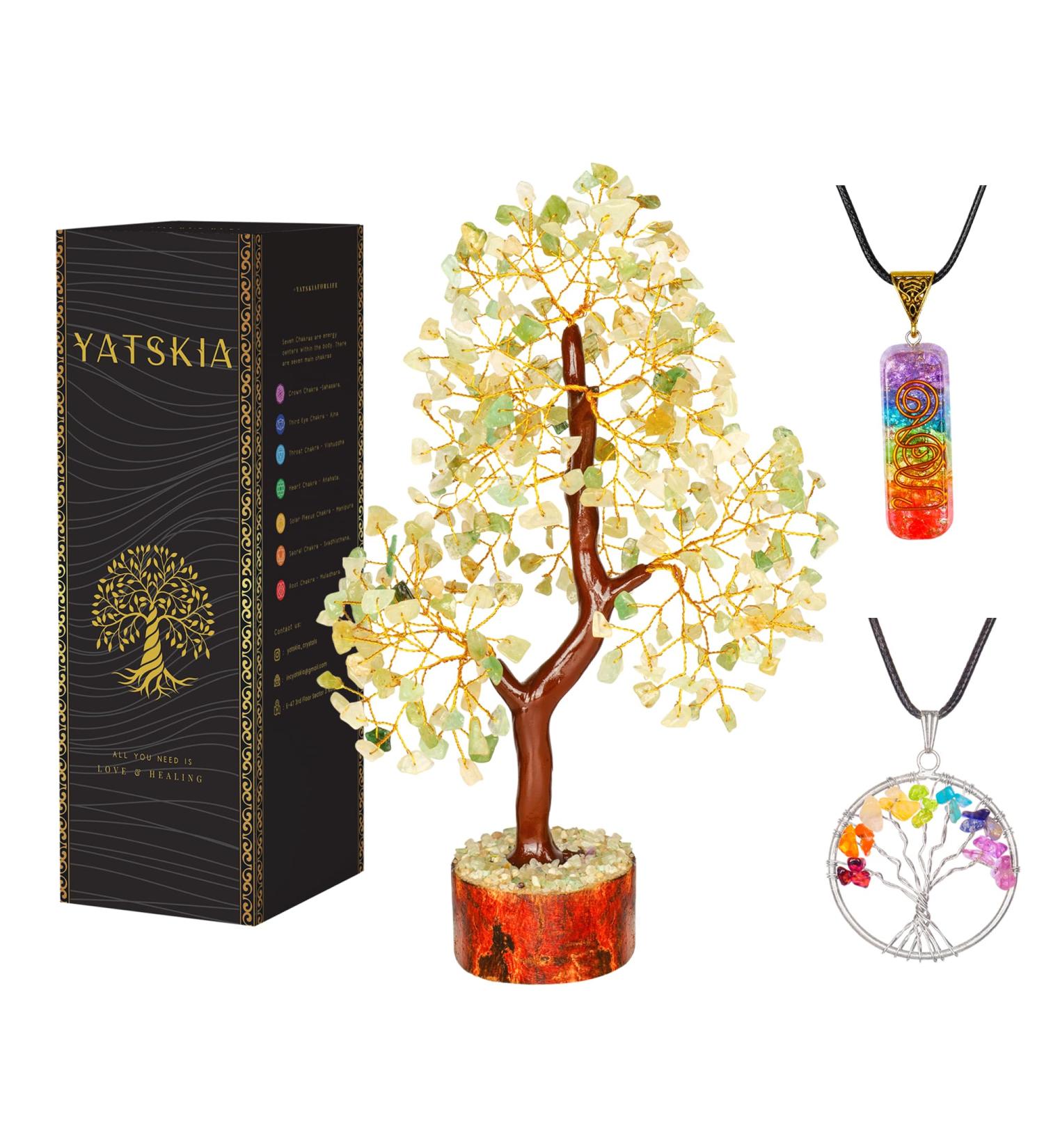 Green Jade Crystal Tree - Reiki Decor - Gemstone Tree of Life - Chakra Stones - Holistic Gifts for Women - Buy Online on GoSupps.com