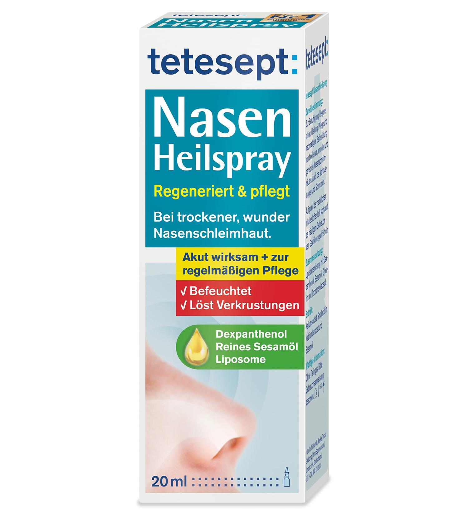 Teteseept Nose Healing Spray - Regenerate & Care for Dry Nasal Mucosa with Liposomes Sesame Oil & Dexpanthenol - 20 ml - Buy Online on GoSupps.com
