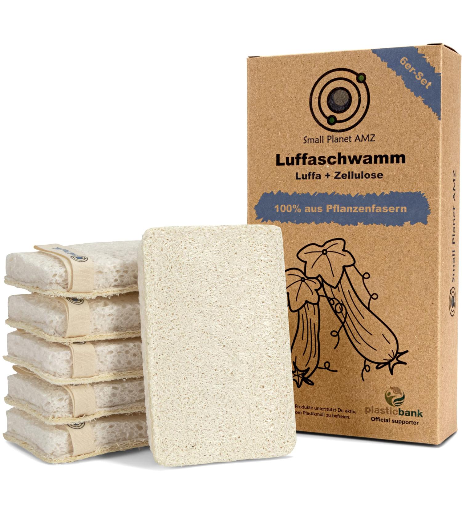 Small Planet AMZ KO 2-in-1 Luffa Sponge Set | Sustainable Vegan & Plastic-Free Shower & Kitchen Sponges - T V S d Certified - Buy Online on GoSupps.com