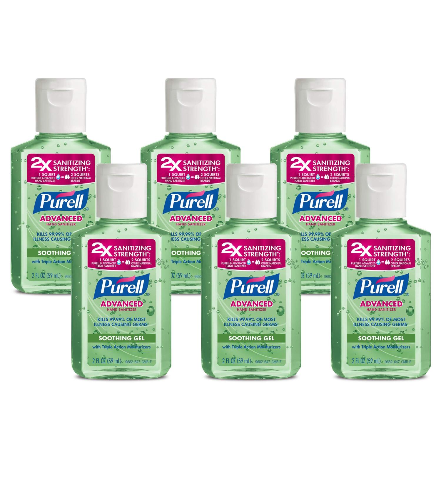 Purell Advanced Hand Sanitizer Soothing Gel - Fresh Scent with Aloe & Vitamin E - 2 fl oz Travel Size (Pack of 6) - Buy Online on GoSupps.com