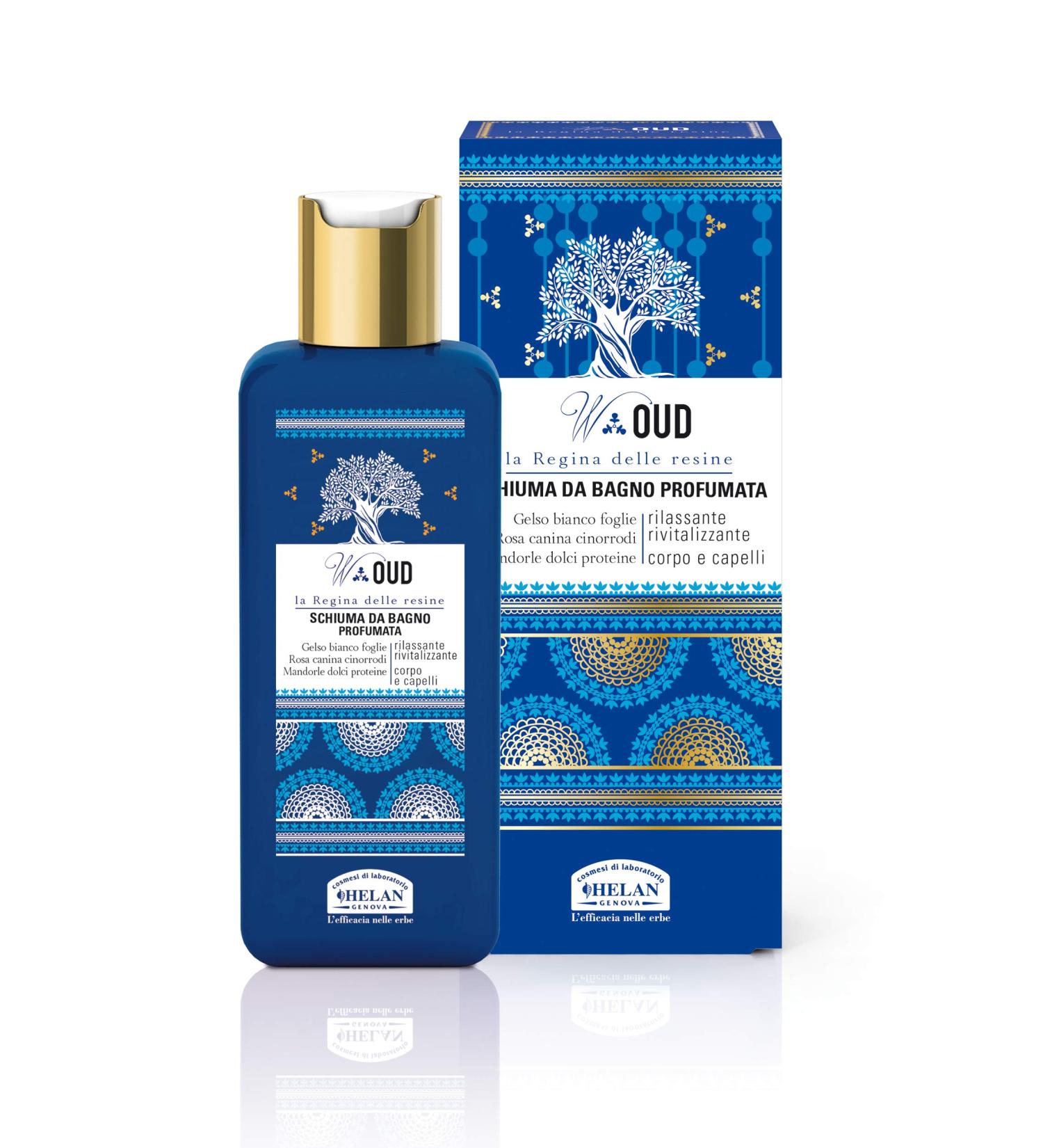 Helan W Oud - Gentle Shampoo & Body Wash with Sweet Almonds Proteins Relaxing & Revitalising Action - Bubble Bath for Body & Hair Perfumed Shower Gel & Gentle Bath Foam - Made in Italy 200 ml - Buy Online on GoSupps.com
