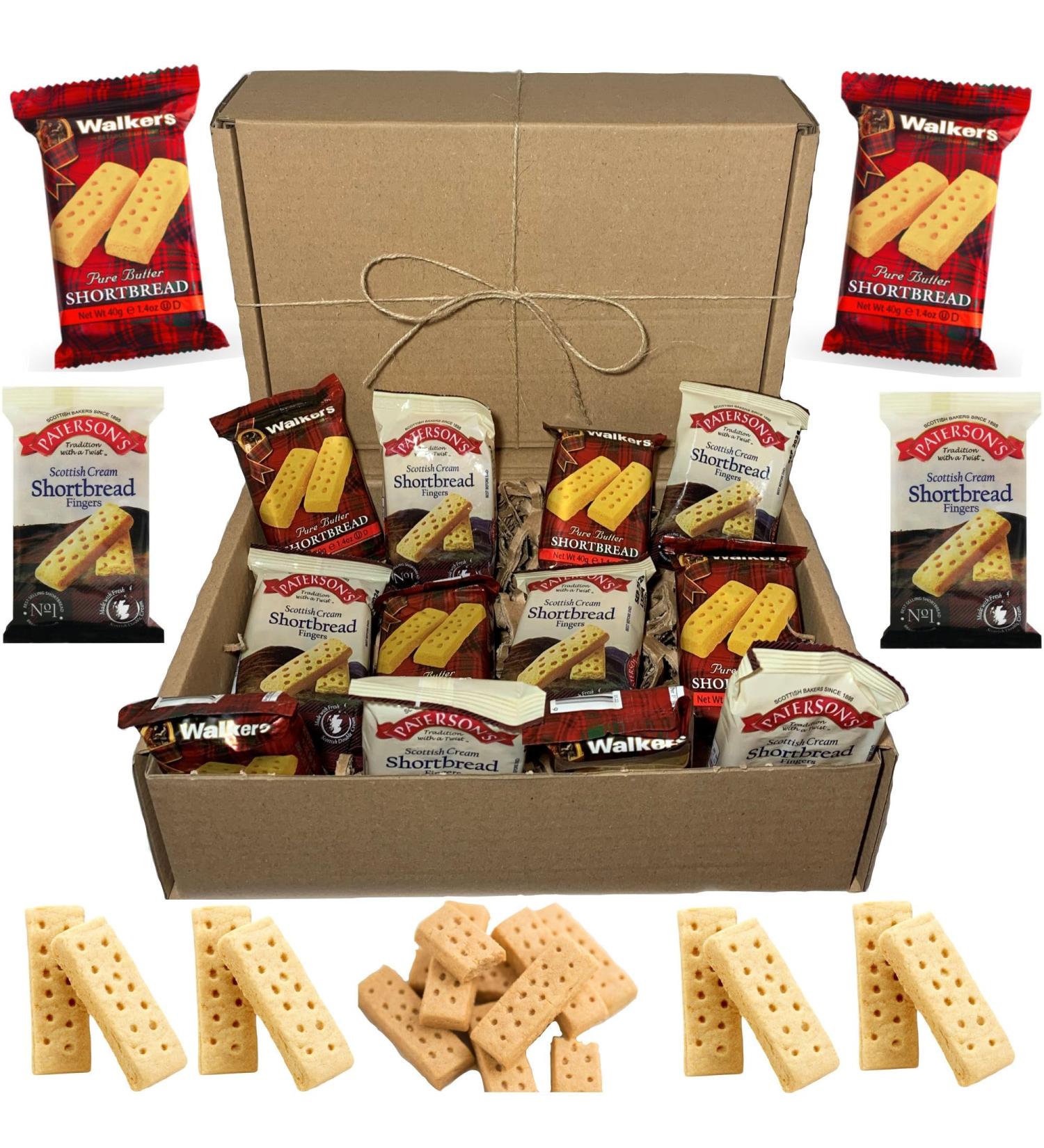 Shortbread Biscuits Gift Box with 12 Packs of Shortbread Fingers (24 total biscuits) Pellagio Bundle Contains Walkers Shortbread Biscuits Individually Wrapped and Patersons Shortbread - Buy Online on GoSupps.com