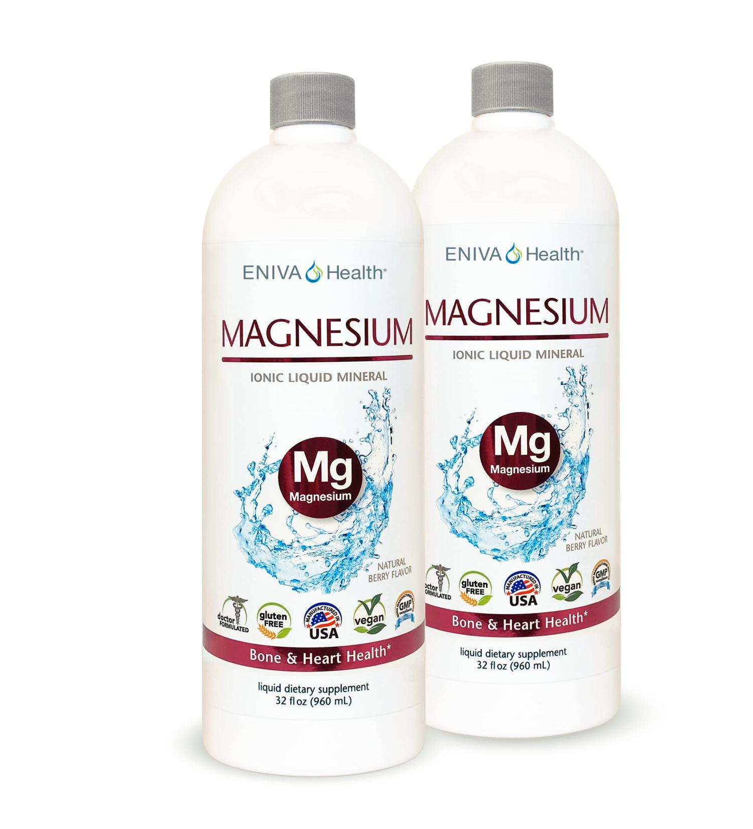 Eniva High Potency Liquid Ionic Magnesium Supplement 2-Pack Berry Flavor | 400 MG | Digestive Health Muscle Energy and Bones | Zero Calories | Zero Sugar | for Muscle Recovery - 64 Servings Total - Buy Online on GoSupps.com