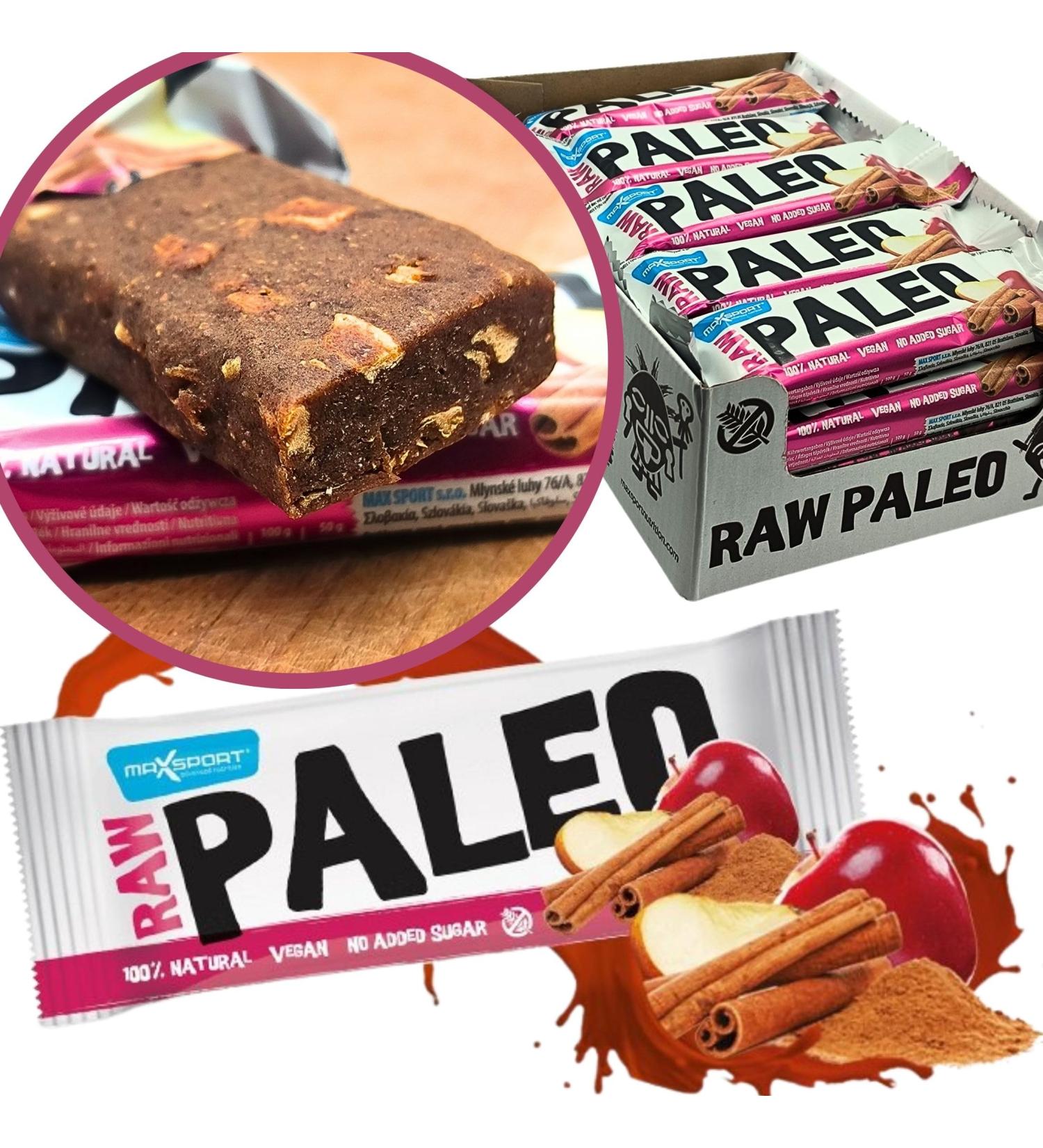 Maxsport Nutrition Apple Cinnamon Rawkost Riegel - 20 Vegan Gluten-Free Superfood Bars | Plant Protein Chia Seeds & Coconut Oil - Healthy Raw Snack - Buy Online on GoSupps.com