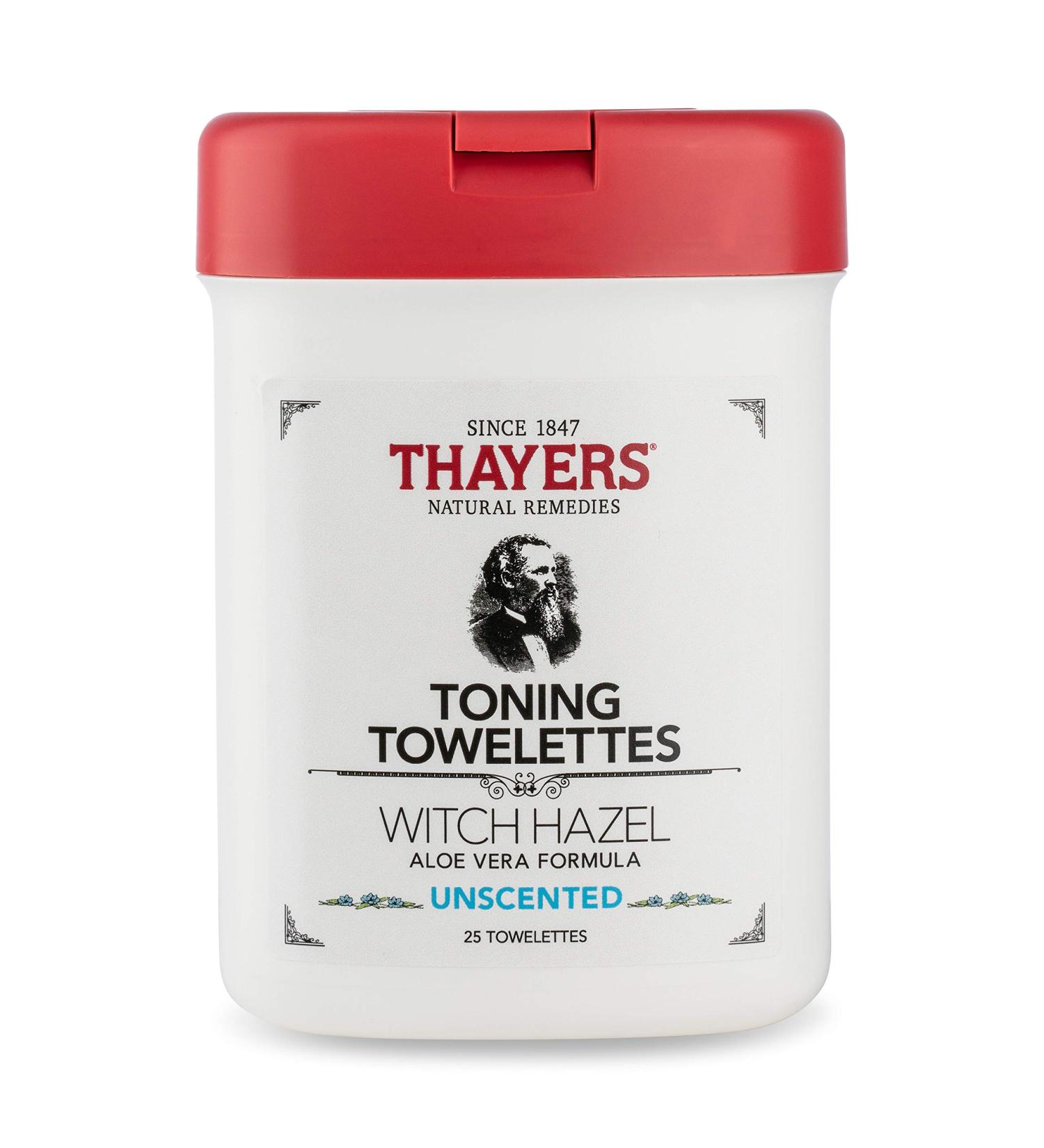 Thayers Alcohol-Free Witch Hazel Toning Towelettes with Aloe Vera Unscented - 25 Count - Buy Online on GoSupps.com