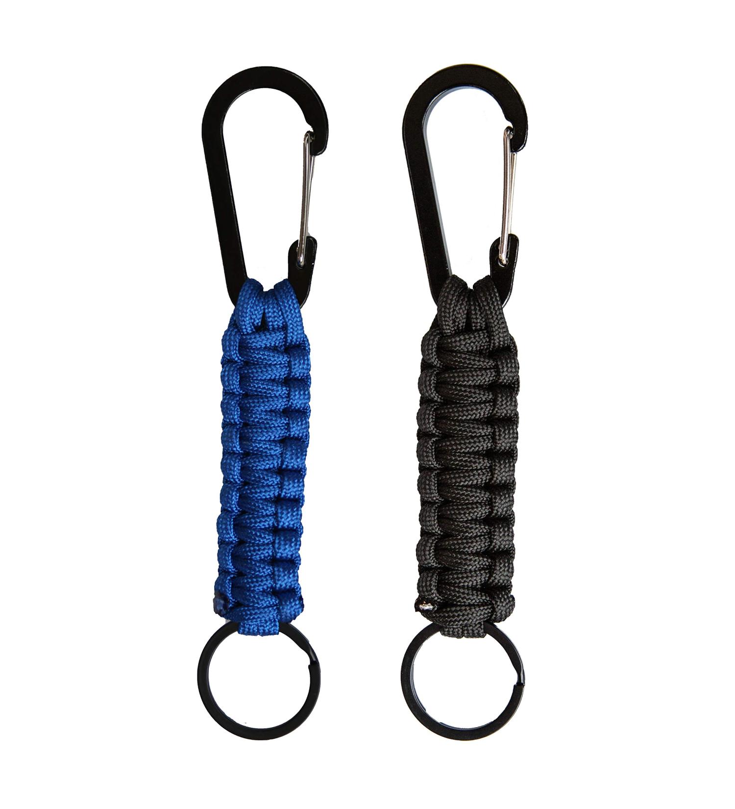 C and C Adventures Paracord Lanyard Keychain with Carabiner Hook and Key Ring Blue and Black - Buy Online on GoSupps.com