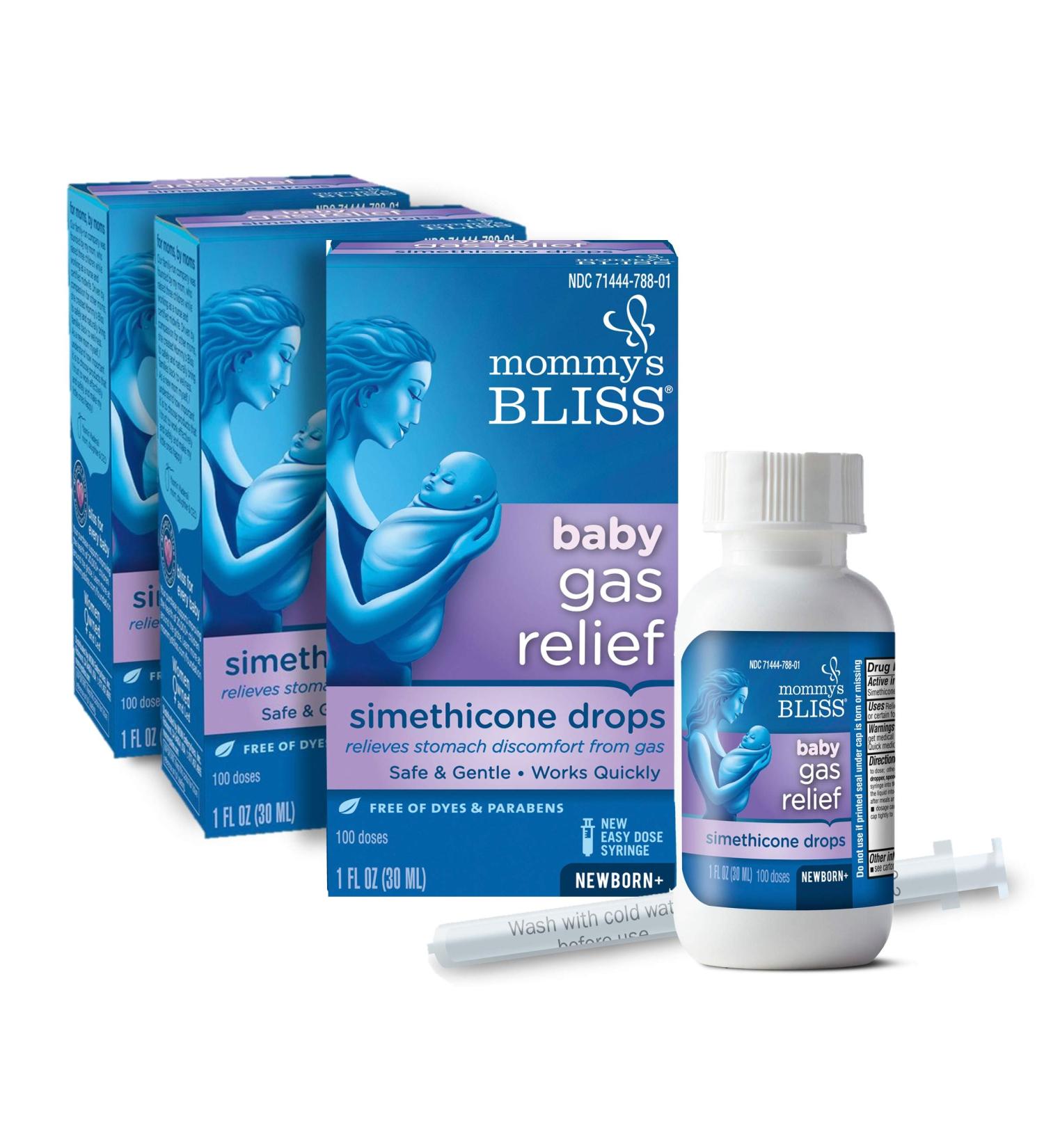Mommy's Bliss Baby Gas Relief Drops 3-Pack | Simethicone | Natural Ginger Flavor | Safe & Gentle | Infant Gas & Fussiness Relief | 1 Fl Oz Size - Buy Online on GoSupps.com
