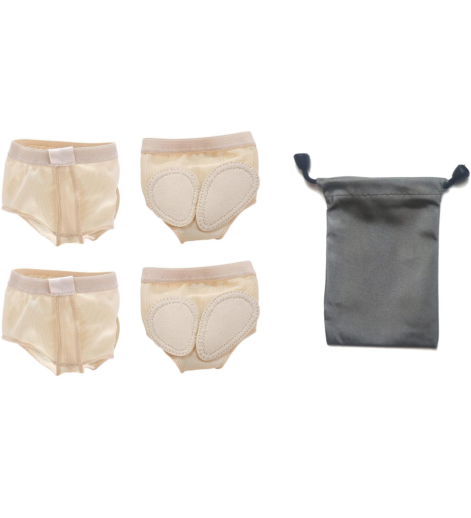 Dance Paws Pad Foot Thongs 2 Pairs with Nylon Bag - Lyrical Dance Shoes, Ballet Paws, Yoga Footwear - Small Light Beige/Light Beige - Buy Online on GoSupps.com