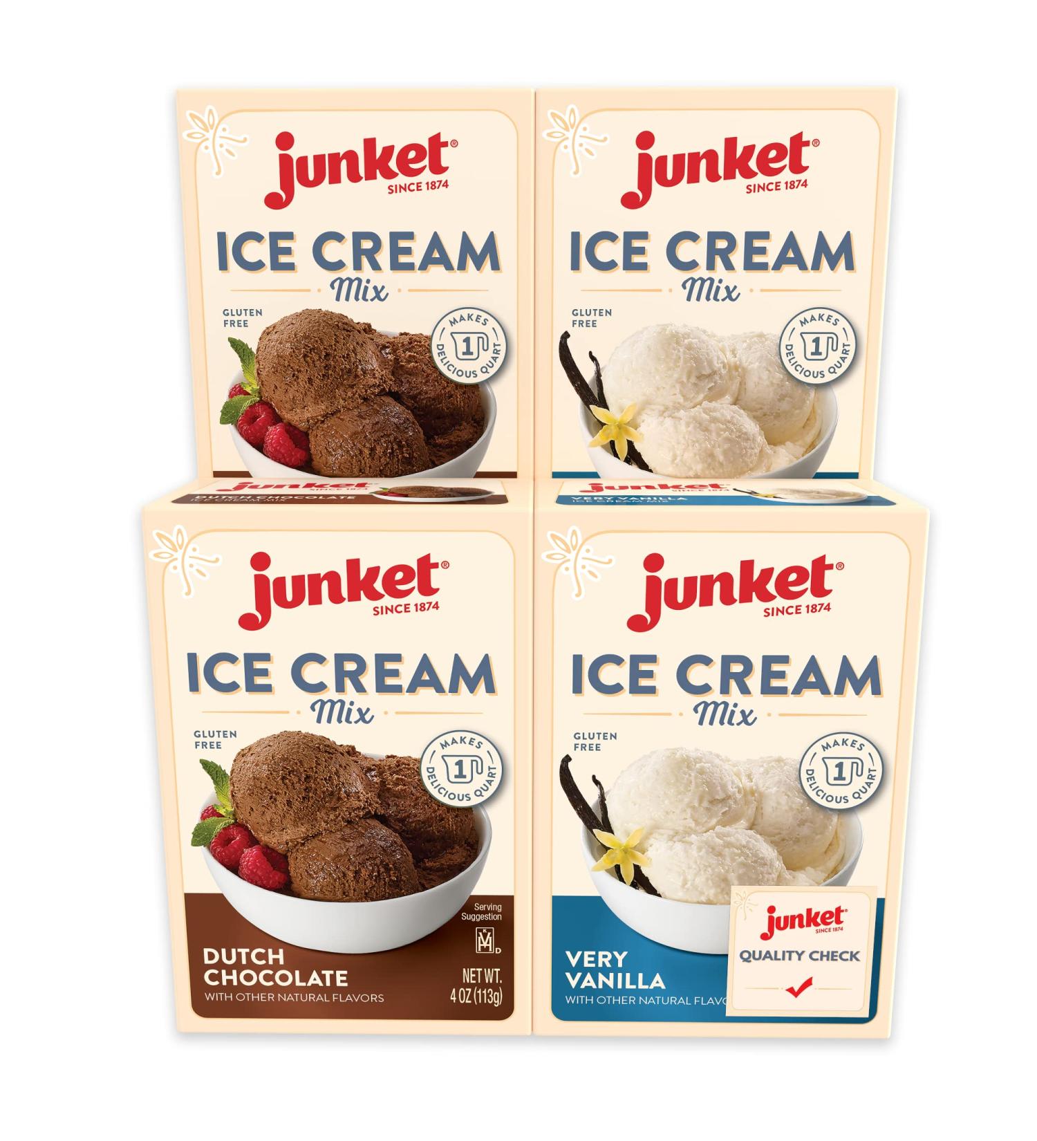 Junket Ice Cream Mix Bundle - 2 Vanilla & 2 Chocolate Flavors (4 Total) - Buy Online on GoSupps.com