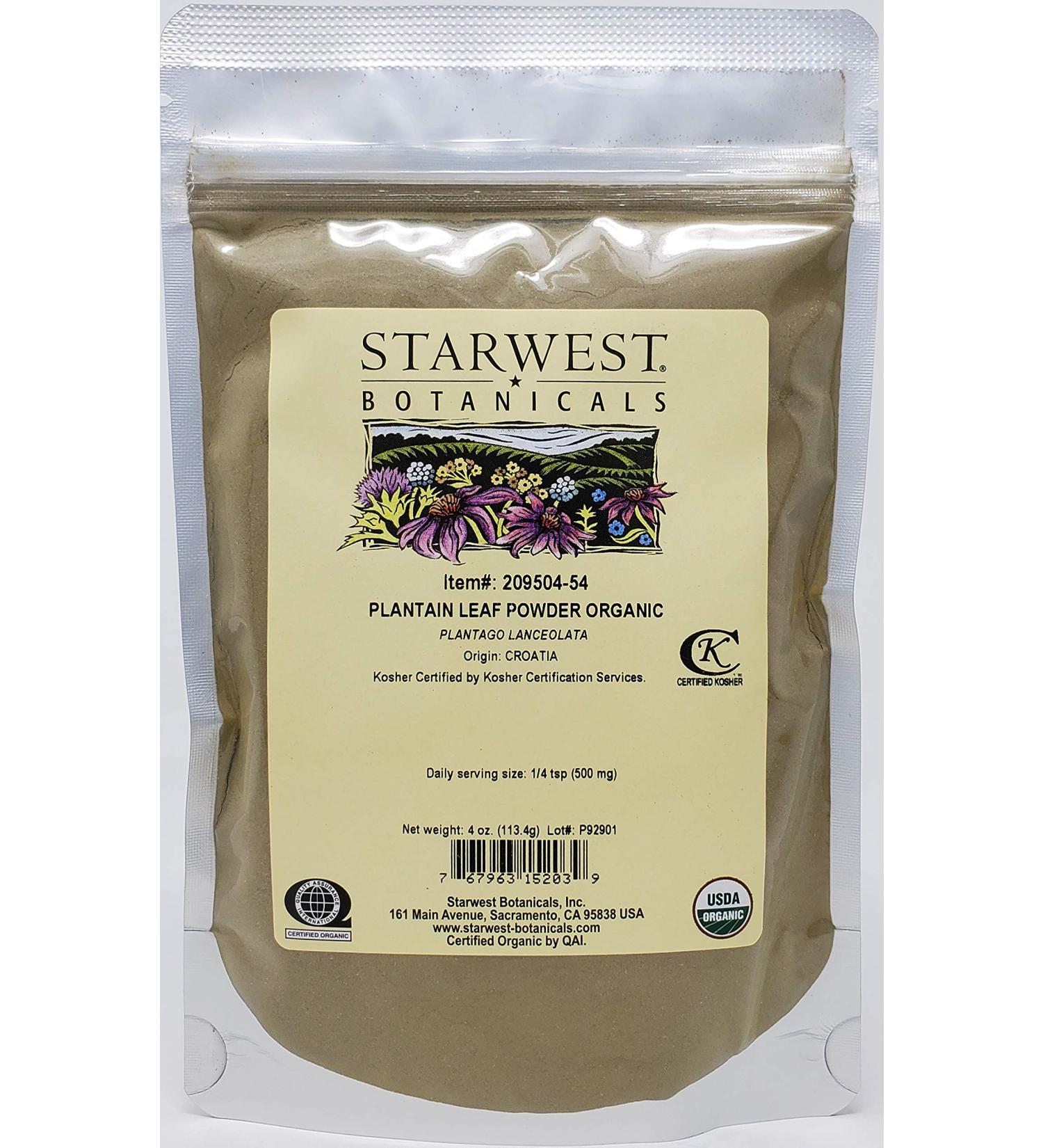 Starwest Botanicals Organic Plantain Leaf Powder 4 Ounces