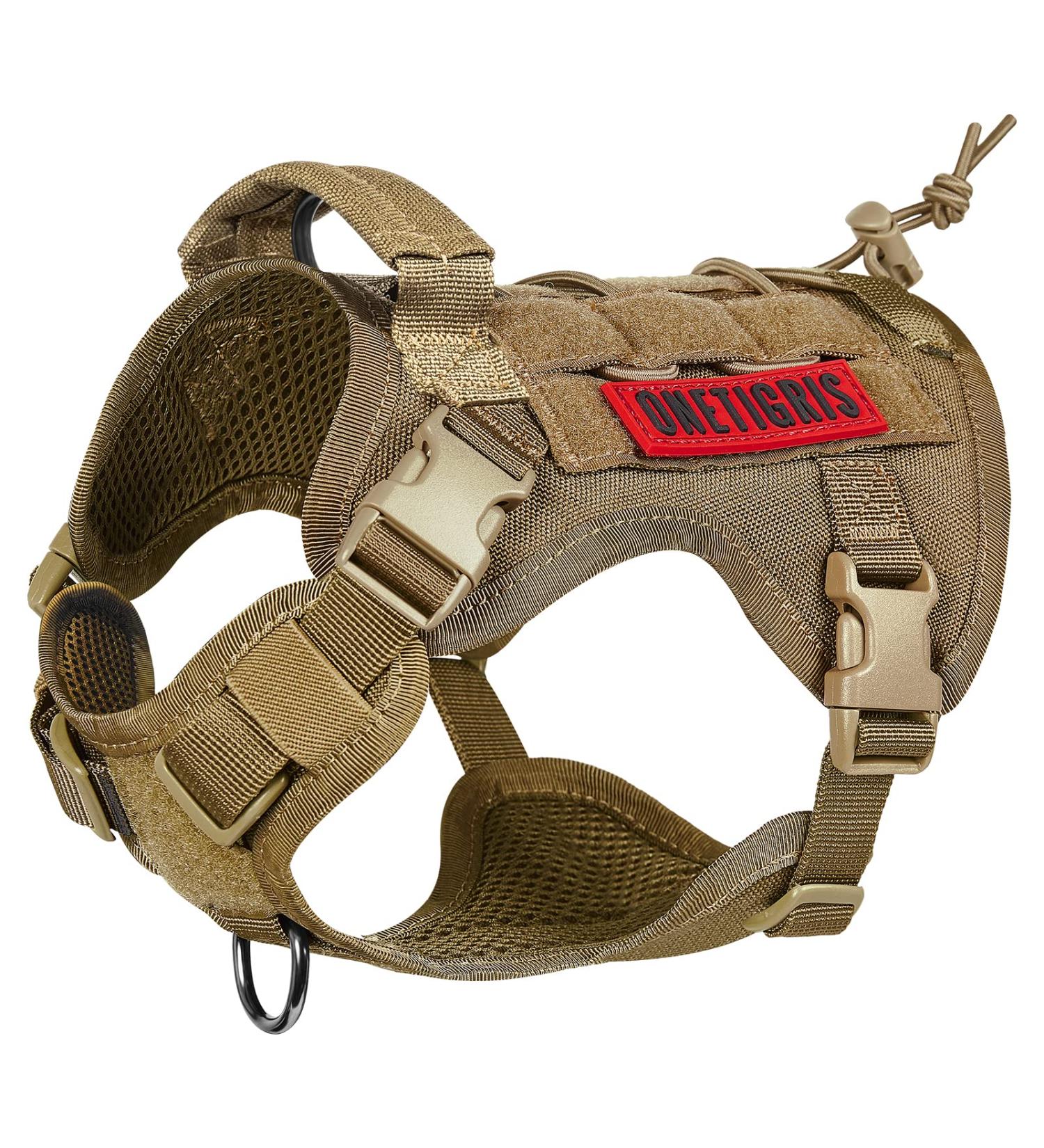 OneTigris FIRE Watcher Tactical Dog Harness - MOLLE Training Vest for Service Dogs - Durable 1000D Nylon (Small Brown) - Buy Online on GoSupps.com