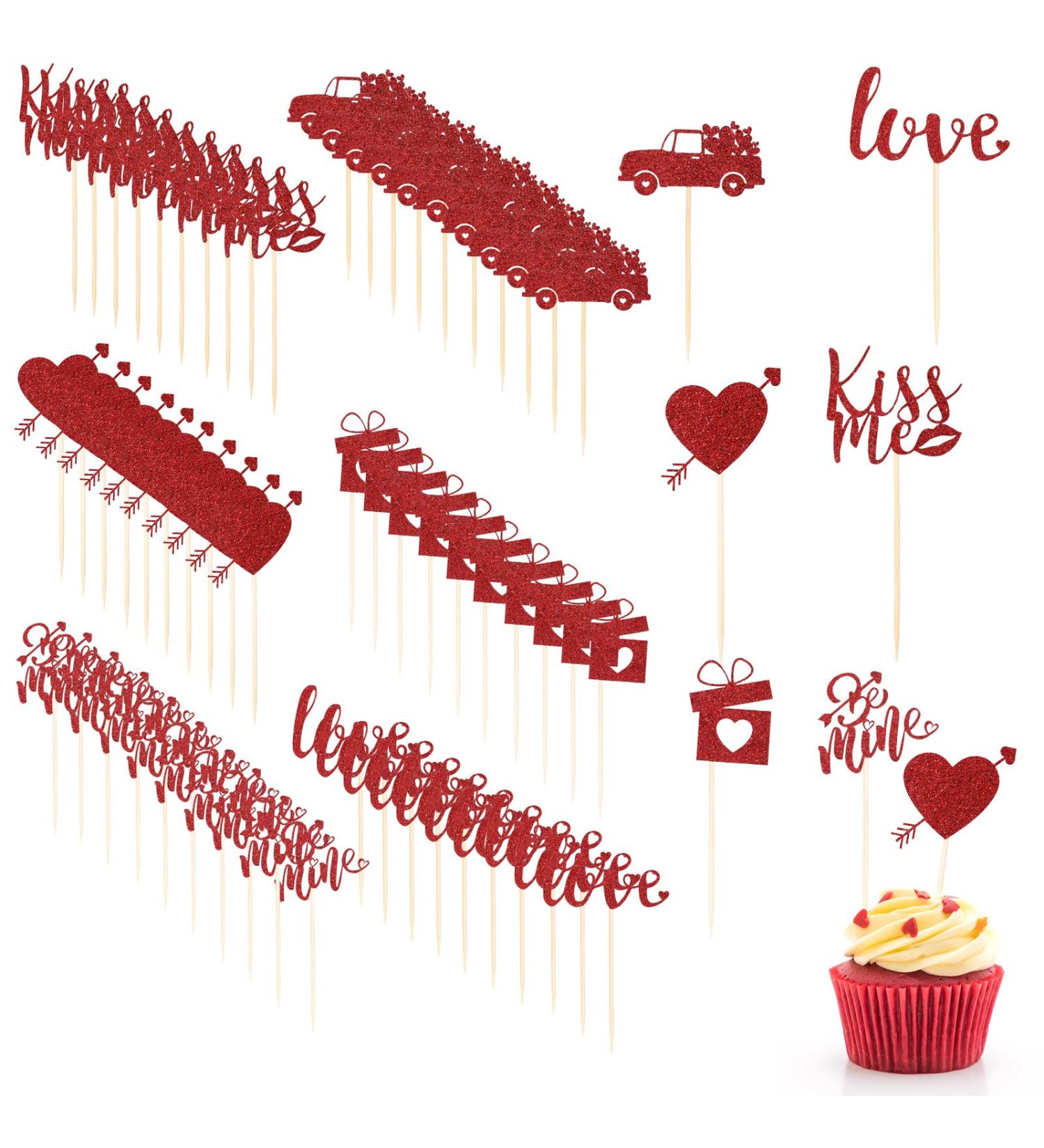 60 Pieces Cupcake Toppers Graduation Valentine Theme Cake Toppers Picks for Graduation Valentine's Day Wedding Engagement Decorations Bridal Shower Birthday Party Supplies 6 Styles(Love Style) - Buy Online on GoSupps.com
