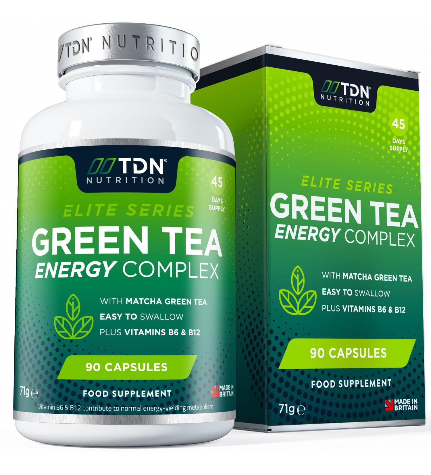 High-Potency Green Tea Energy Complex - Energy-Boosting Blend with Matcha Green Tea and Turmeric Plus B6 and B12 - UK Formulated