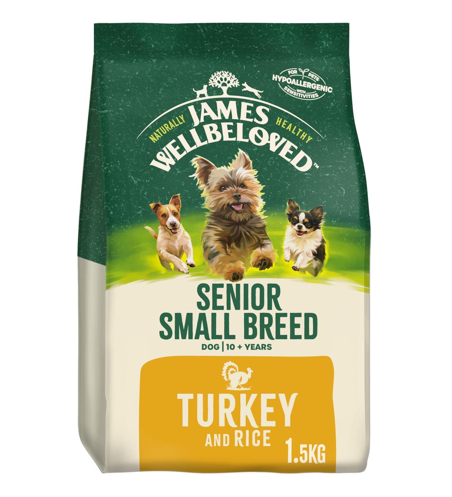 James Wellbeloved Senior Small Breed Turkey & Rice 1.5 kg Bag Hypoallergenic Dry Dog Food 1.5 kg (Pack of 1) - Buy Online on GoSupps.com