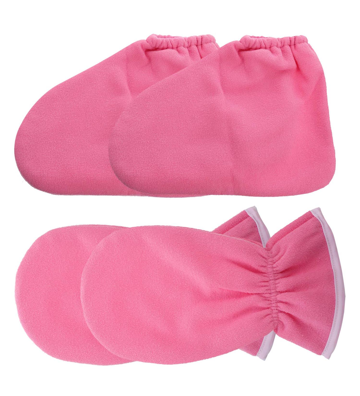 Healifty 4Pcs Paraffin Wax Bath Gloves Booties Moisturizing Work Gloves Foot Spa Cover Hand Treatment Kit Paraffin Wax Warmer Insulated Mitts for Women Pink - Buy Online on GoSupps.com