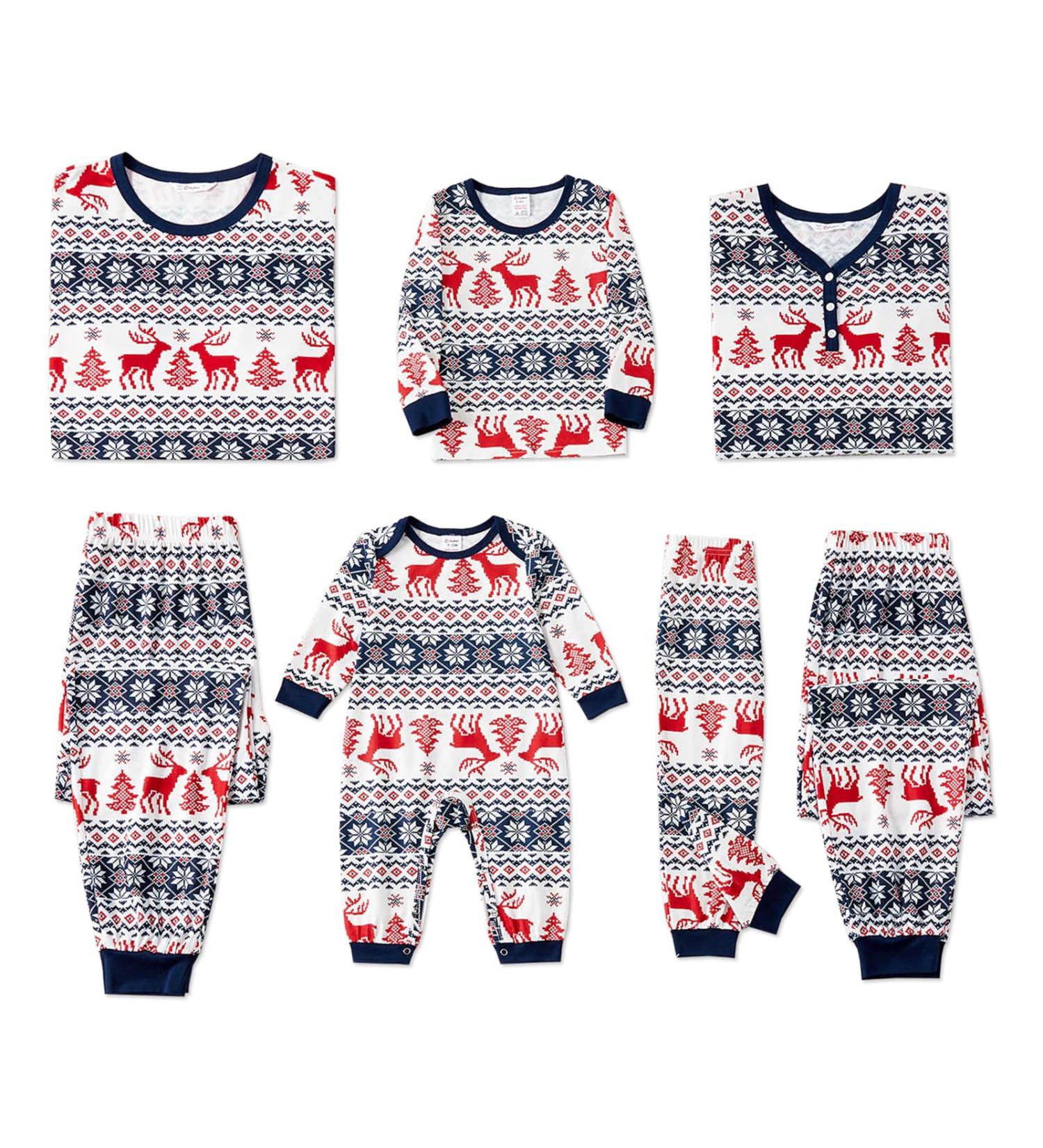 PatPat Family Christmas PJs Matching Sets - Reindeer & Snowflake Patterned Sleepwear for Couples & Kids - Men's XXL Blue/White - Buy Online on GoSupps.com