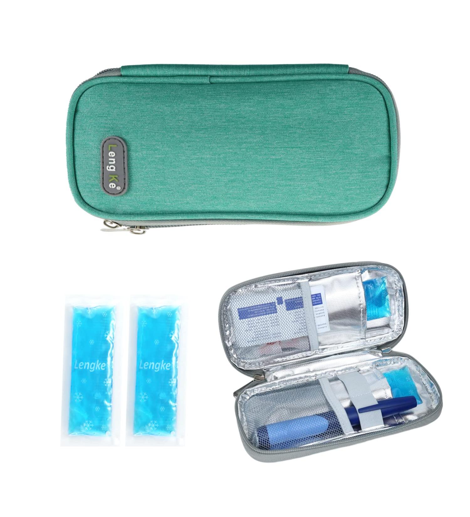 LengKe Insulin Travel Case Portable Medical Cooler Bag for Diabetes - Insulin Travel Case for Insulin Pen and Medication Diabetic Supplies with Protective Ice Pack (Green) - Buy Online on GoSupps.com